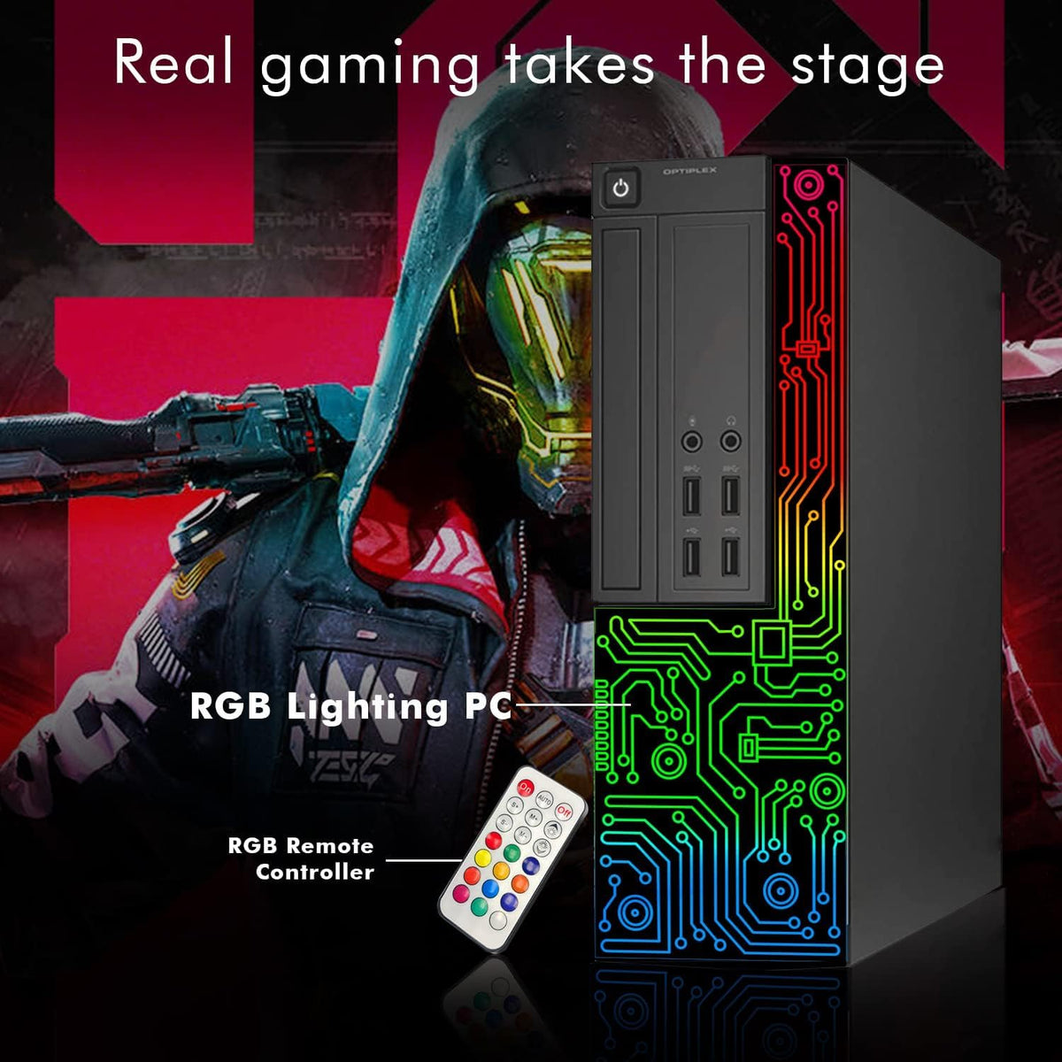 Dell RGB Gaming OptiPlex Desktop PC Computer, Intel Core i7 up to 3.9GHz, Radeon RX 550 4G, 16GB RAM, 512GB SSD, 24 Inch FHD Monitor, RGB Keyboard & Mouse & Headset, WiFi, Windows 11 Pro (Renewed)