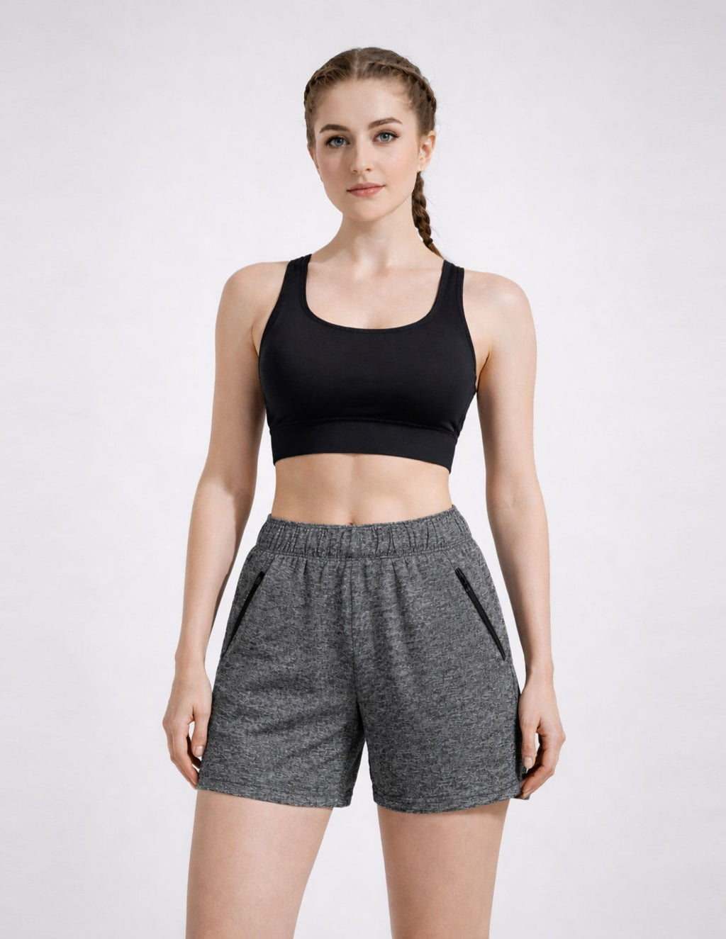 5 Pack: Womens Workout Gym Shorts Casual Lounge Set, Ladies Active Athletic Apparel with Zipper Pockets (Set 1, Medium)