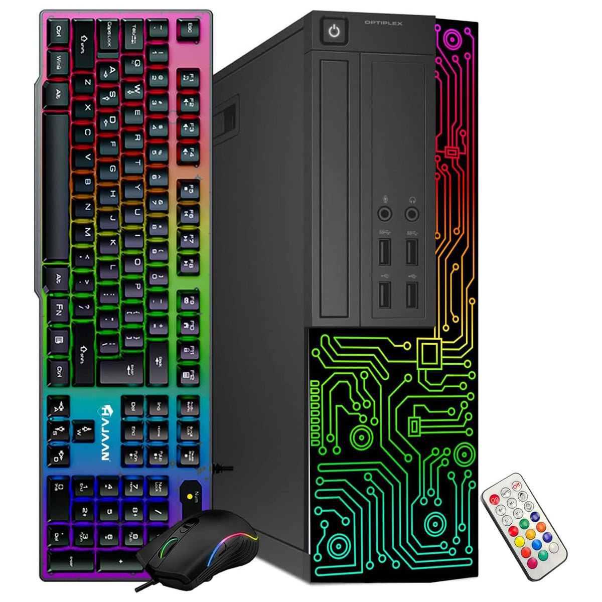 Dell RGB Gaming OptiPlex Desktop PC Computer, Intel Core i7 up to 3.9GHz, Radeon RX 550 4G, 16GB RAM, 512GB SSD, 24 Inch FHD Monitor, RGB Keyboard & Mouse & Headset, WiFi, Windows 11 Pro (Renewed)