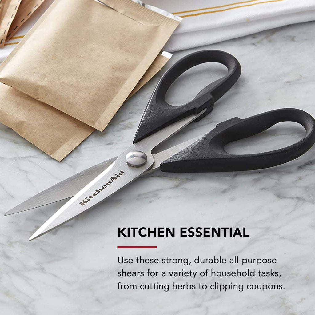 All Purpose Kitchen Shears with Protective Sheath Durable Stainless Steel Scissors, Dishwasher Safe, Soft Grip Comfort Handle, 8.72 Inch, Black