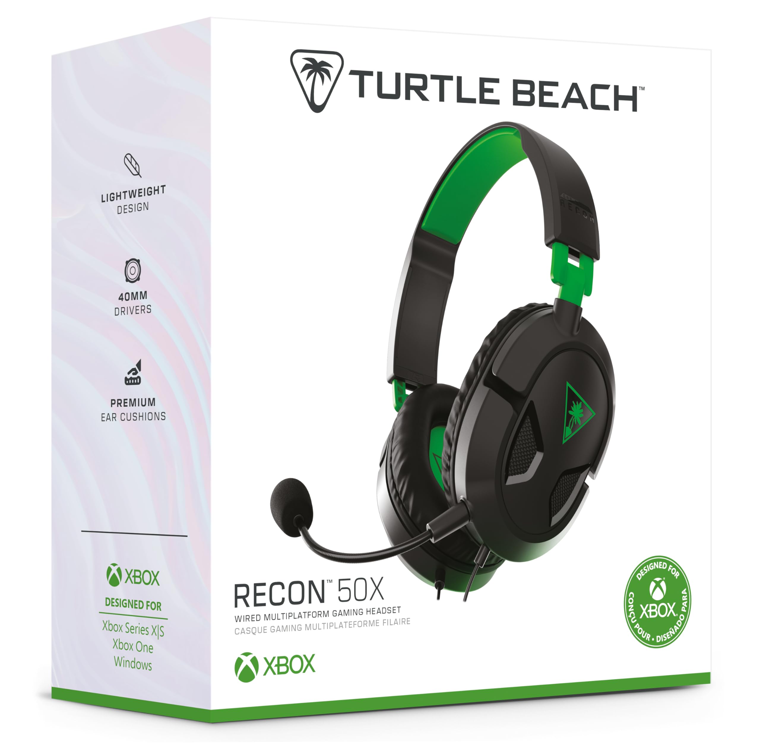 Turtle Beach Recon 50 Xbox Gaming Headset – Officially Licensed for Xbox Series X|S, Xbox One, and Windows PCs with 3.5mm – Also works with PS5, PS4, and Mobile Devices, Removable Mic, 40mm Speakers