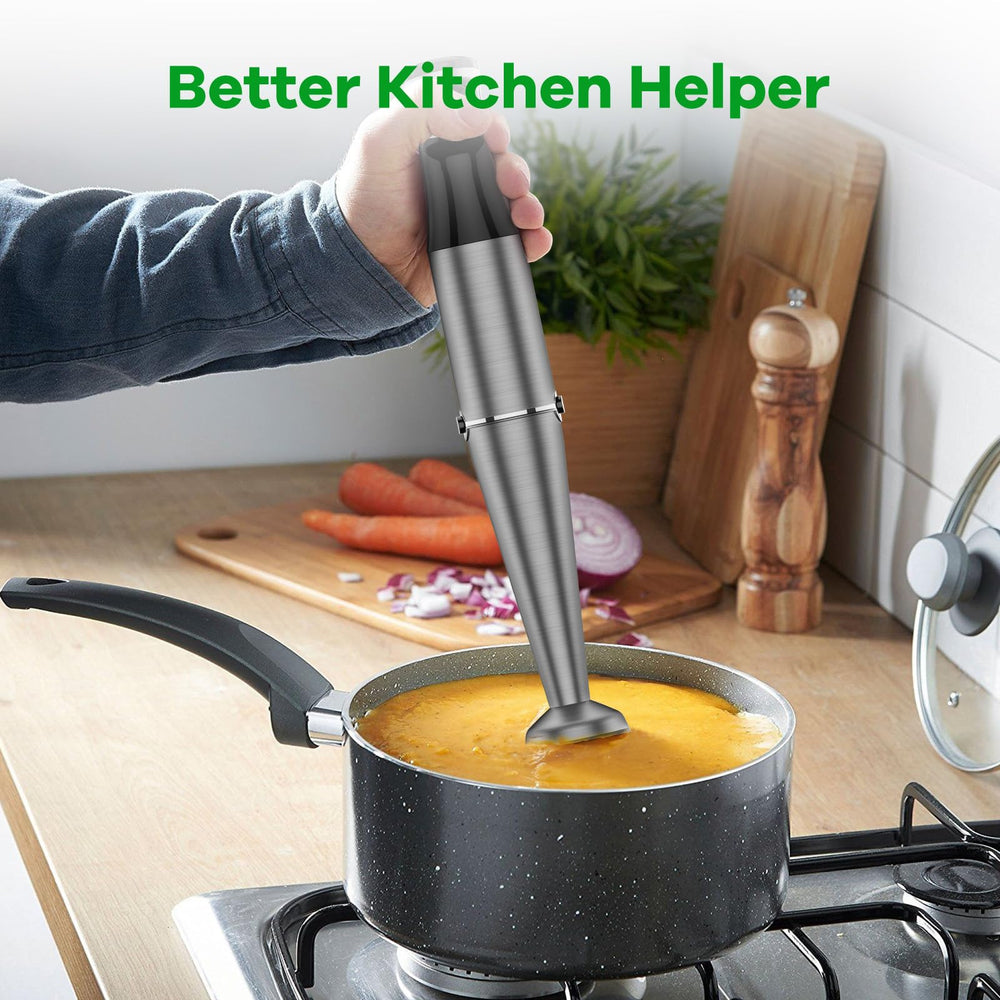 []Turelar Immersion Blender Handheld Corded Hand Blenders Set 1100W, Trigger Variable Speed 5 in 1 Stick Emulsifier with Chopper, Whisk and Frother for Soup, Baby Food and Smoothies,Black