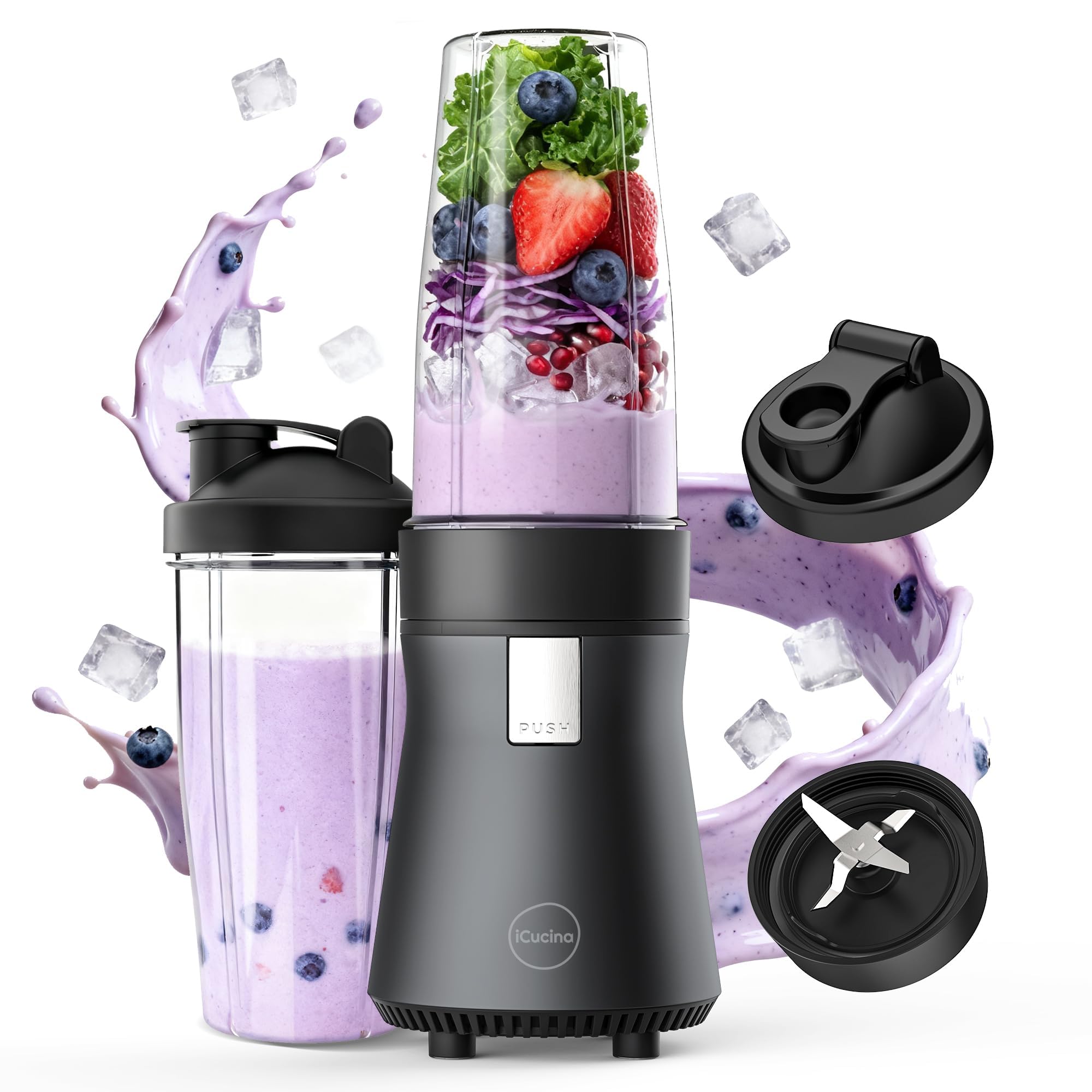 Smoothie Blender, Personal Blender for Shakes and Smoothies, 700W Pulse Technology Single Serve Blenders with 2 x 28oz Protable Cups for Ice Crush, Frozen Fruit Drinks