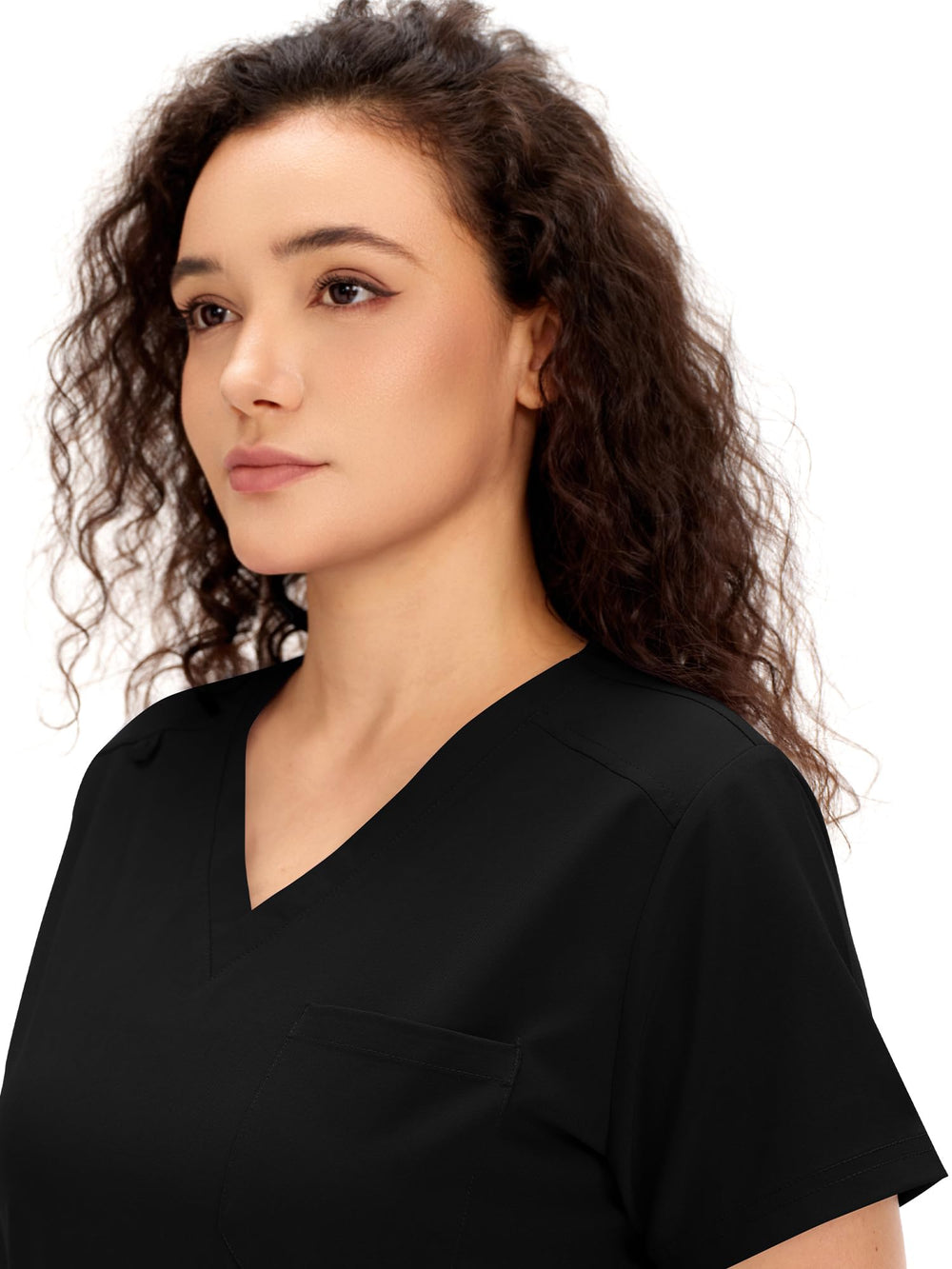 Scrubs for Women - COZY SCRUBS V Neck Top and Cargo Straight Pants, Womens Scrub Sets with 12 Pockets, Black, M