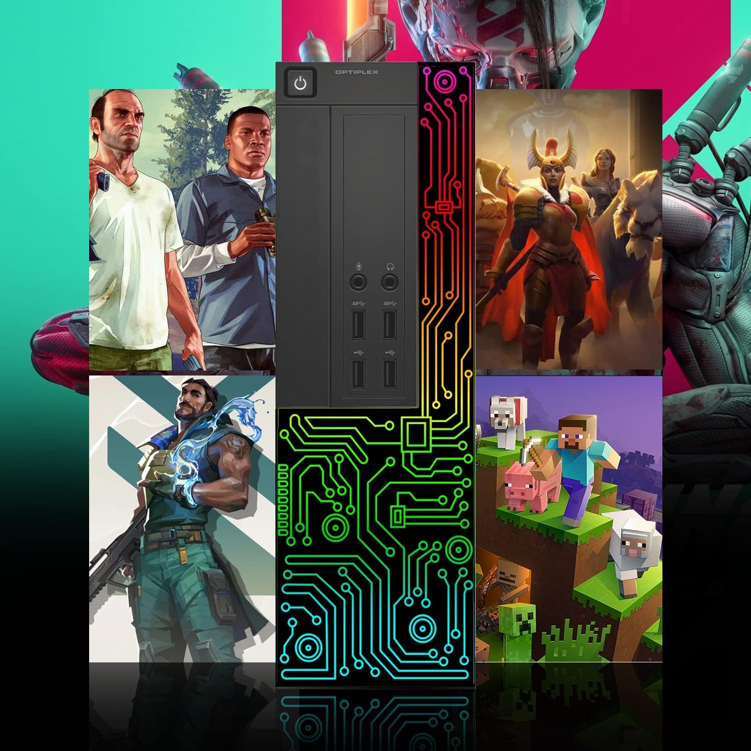 Dell RGB Gaming OptiPlex Desktop PC Computer, Intel Core i7 up to 3.9GHz, Radeon RX 550 4G, 16GB RAM, 512GB SSD, 24 Inch FHD Monitor, RGB Keyboard & Mouse & Headset, WiFi, Windows 11 Pro (Renewed)