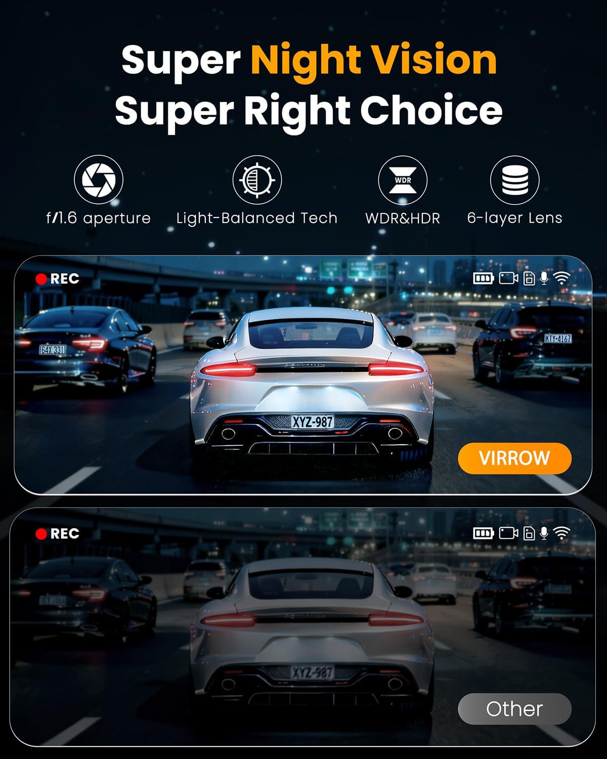 XYGCACO 4 Channel 360° Dash Cam Front Rear Inside and Left Right, 4K+1080P*3 FHD Car Camera, 5GHz WiFi and App Control, 24H Parking Mode, 8 IR Lamps Night Vision, Includes 64GB SD Card, Black
