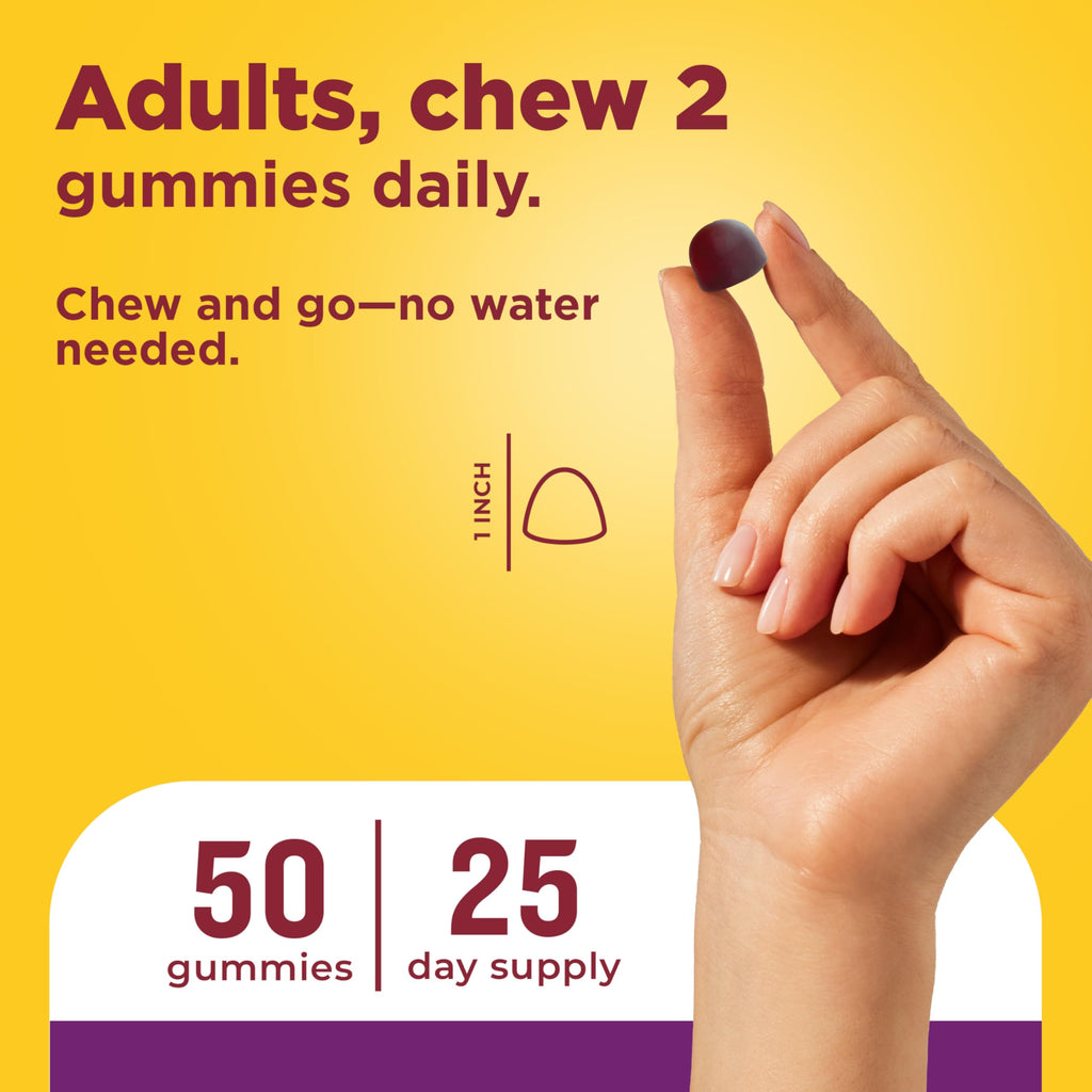 Probiotic + Prebiotic Fiber Gummies for Daily Gut Health, Fiber Supplement with Probiotics for Digestive Health Support, 50 Gummies, 25 Day Supply