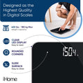 []iHome Digital Scale, Bathroom Scale, Batteries Included, Scale Body Weight, Weight Scale, Bathroom Scales for Weight, Digital Scales for Body Weight (Black)
