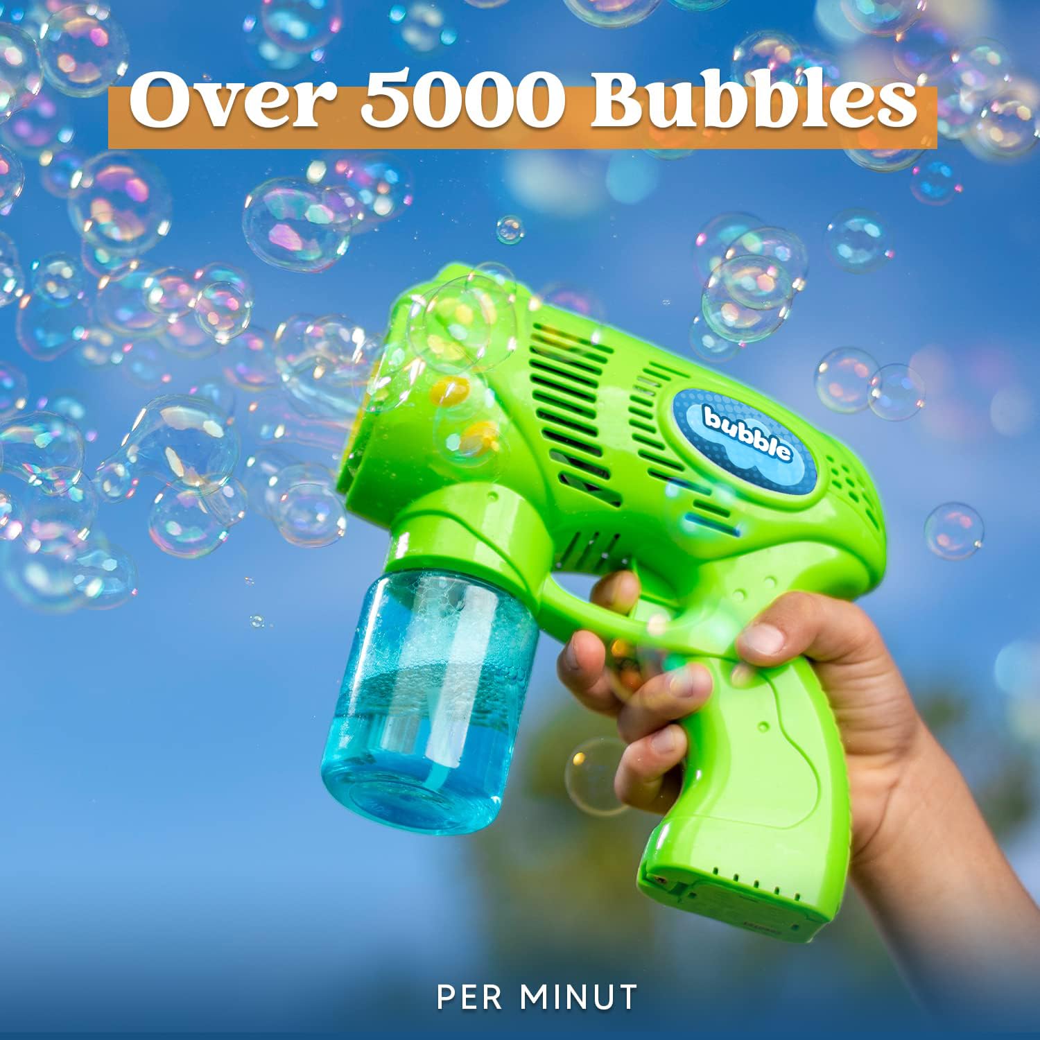 2 Kids Bubble Gun with 2 Bottles Refill Solution, Bubble Machine Gun for Toddlers Kids 4-8, Party Favors, Summer Toy, Outdoors, Easter, Birthday Gift