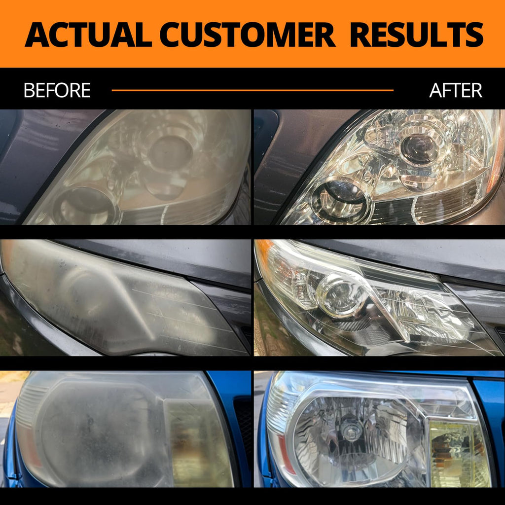 Ceramic Headlight Restoration Kit – Guaranteed To Last As Long As You Own Your Vehicle – Brings Headlights Back to Like New Condition - No Power Tools Required - 10 Wipe Kit