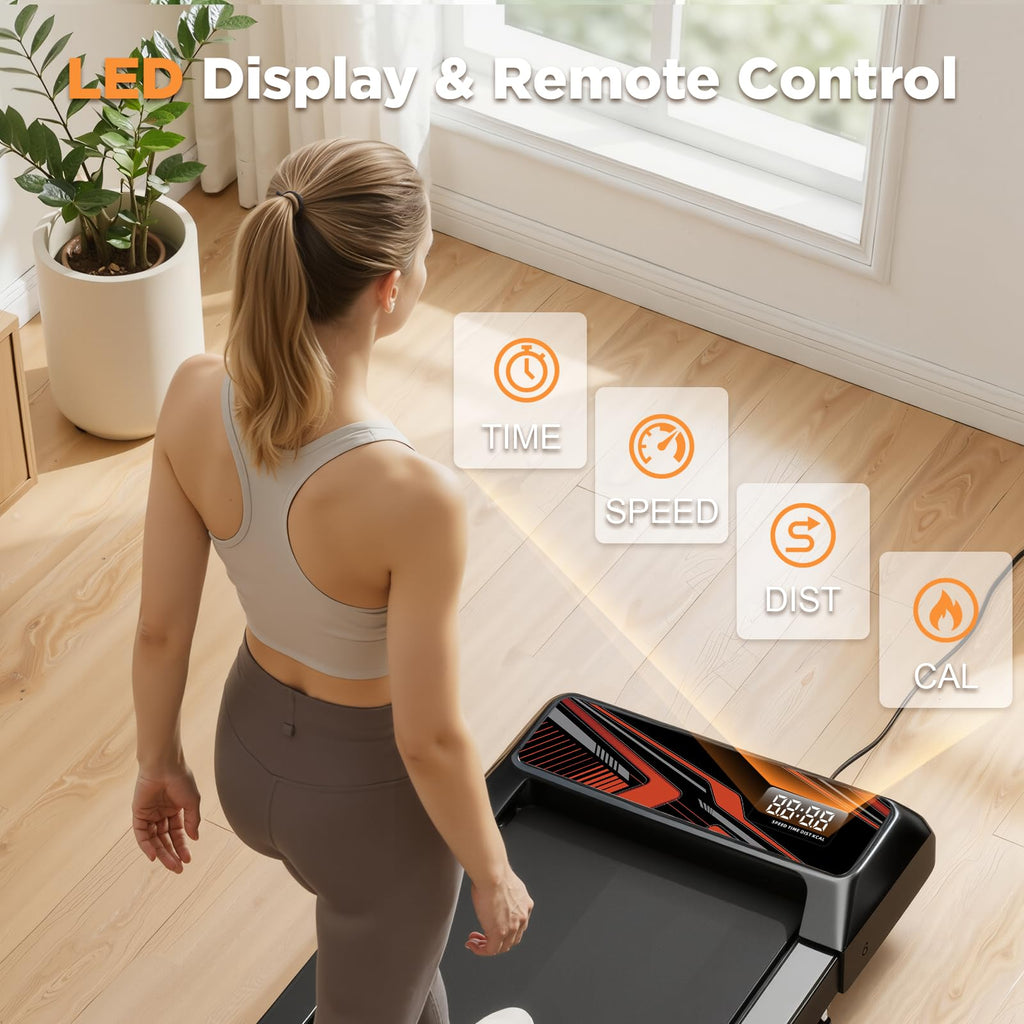 Under Desk Treadmill, Walking Mat with Incline pad, 2.5HP Portable Compact Treadmill for Home Office, Small Mini Walking Treadmill Pad with Remote & 3 in 1 Led Display, 265 Lbs Weight Capacity-Black
