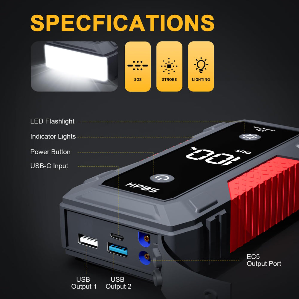 H50 Jump Starter - 5000A Jump Starter Battery Pack for Up to 10.0L Gas and 8.0L Diesel Engines, 12V Car Battery Jumper Starter Portable with 3.0" LCD Display, Jump Box