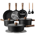 Nonstick Pots and Pans, Induction Titanium Cookware Set 16pcs Kitchen Cooking Sets, Pot and Pan Non Stick w/Frying pan (PFOS, PFOA Free)
