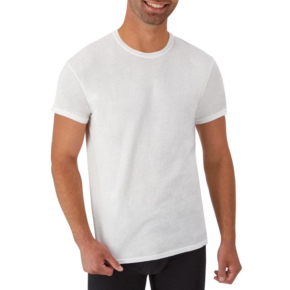 Mens Cotton, Moisture-wicking Crew Tee Undershirts, Multi-packs, White - 6 Pack, Large US