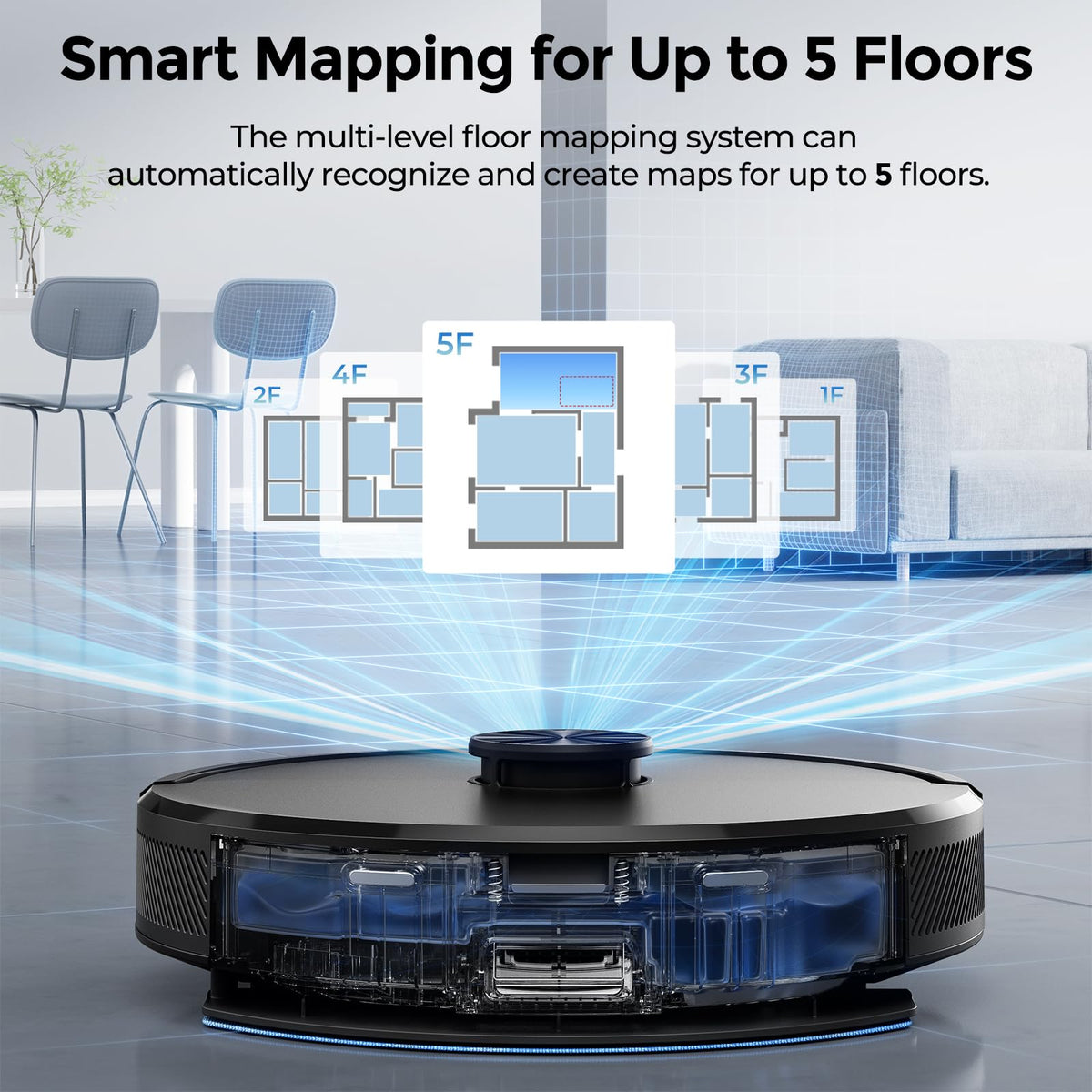 Kilgone Robot Vacuum and Mop Self-Emptying, 6000Pa No-Tangle Suction, LiDAR Multi-Floor Mapping, 90-Day Hands-Free, App, Alexa & Google Assistant for Pet Hair, Carpet & Hard Floor