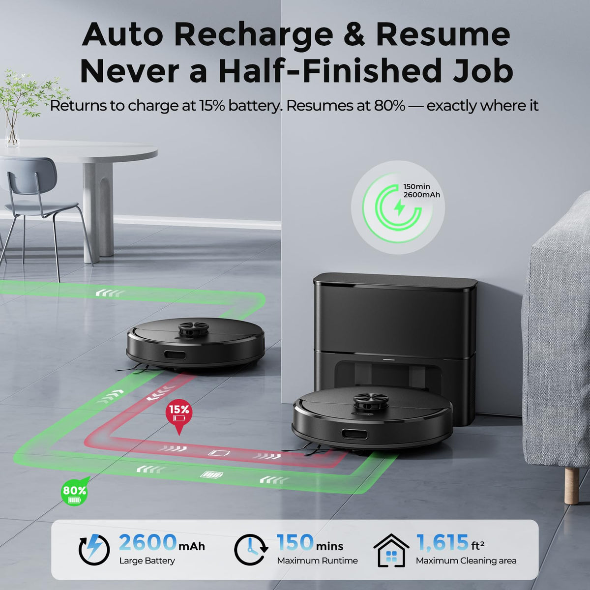 Kilgone Robot Vacuum and Mop Self-Emptying, 6000Pa No-Tangle Suction, LiDAR Multi-Floor Mapping, 90-Day Hands-Free, App, Alexa & Google Assistant for Pet Hair, Carpet & Hard Floor