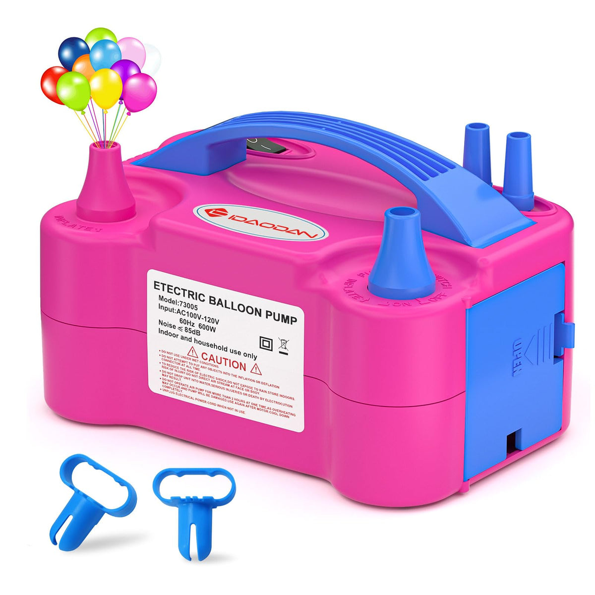 IDAODAN Electric Balloon Pump, Portable Electric Balloon Blower Machine Inflator Air Pump Dual Nozzle 110V 600W for Party Decorations