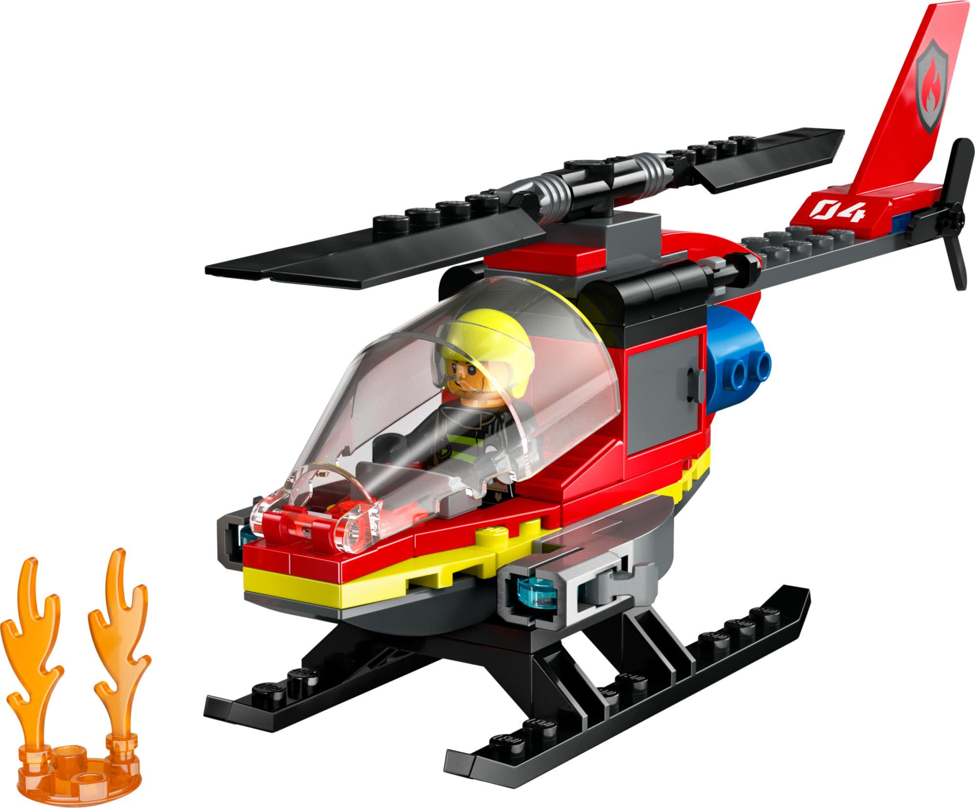 LEGO City Fire Rescue Helicopter Toy, Building Set with Firefighter Minifigure Pilot, Fun Gift or Pretend Play Toy for Boys, Girls and Kids Ages 5 and Up, 60411