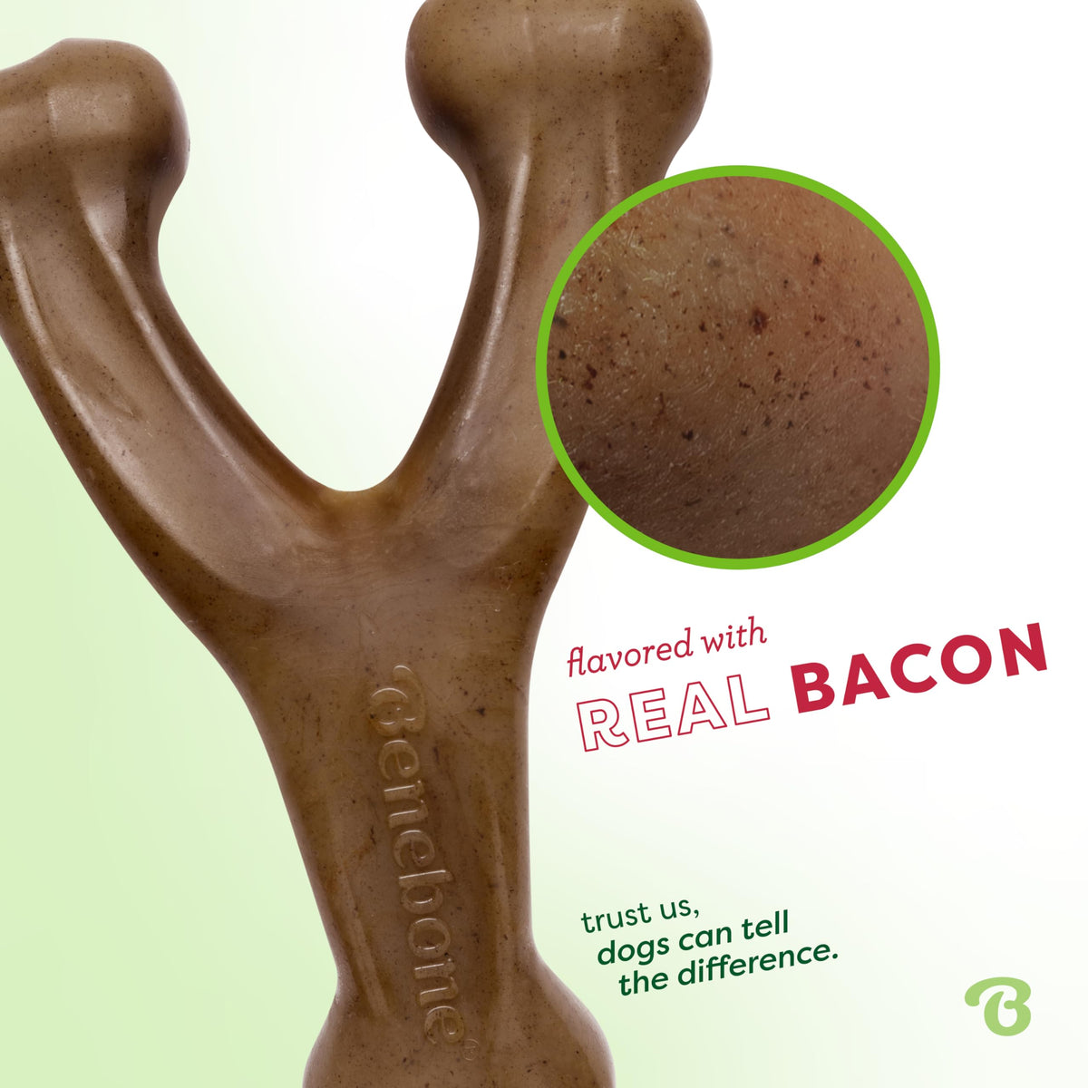 Wishbone Durable Dog Chew Toy for Aggressive Chewers, Real Bacon, Made in USA, Medium