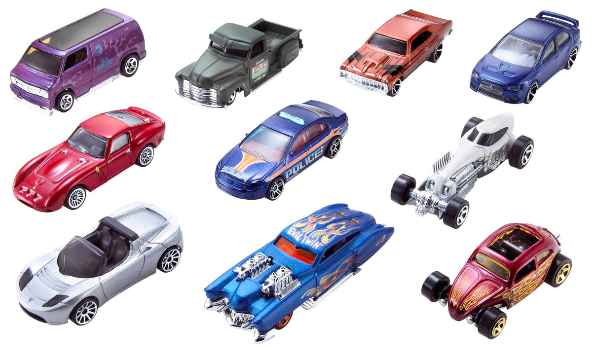 Set of 10 1:64 Scale Toy Trucks and Cars for Kids and Collectors, Styles May Vary (Amazon Exclusive)