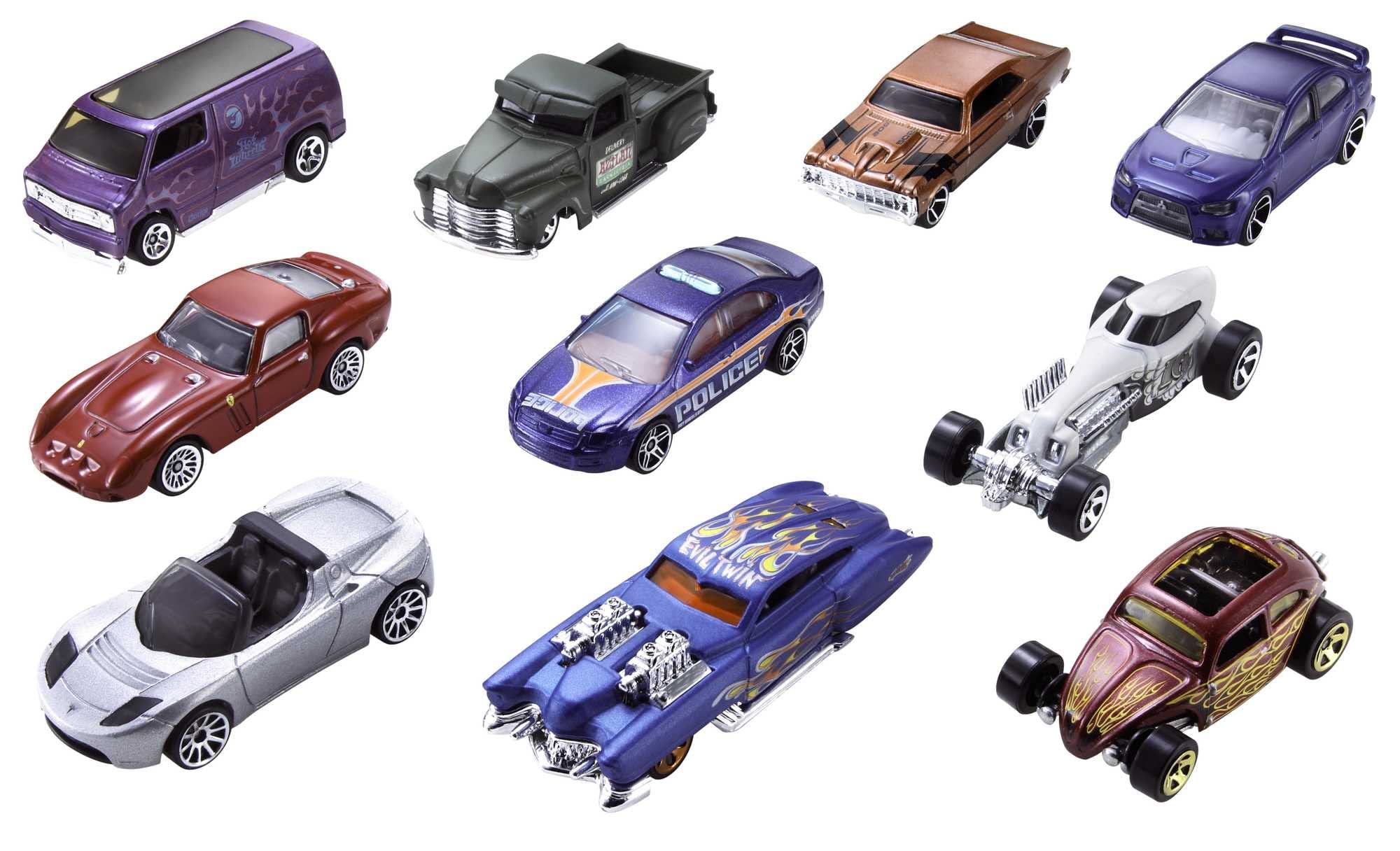 Set of 10 1:64 Scale Toy Trucks and Cars for Kids and Collectors, Styles May Vary (Amazon Exclusive)