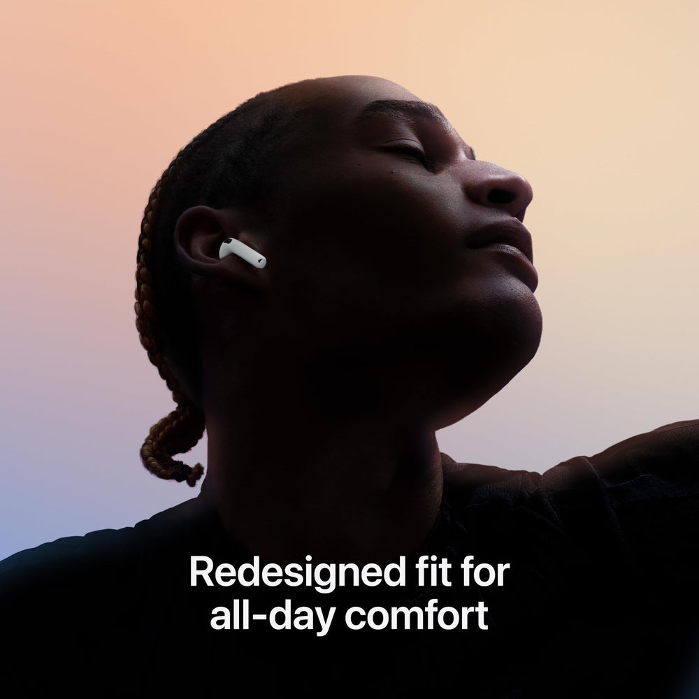 AirPods 4 Wireless Earbuds, Bluetooth Headphones, Personalized Spatial Audio, Sweat and Water Resistant, USB-C Charging Case, H2 Chip, Up to 30 Hours of Battery Life, Effortless Setup for iPhone