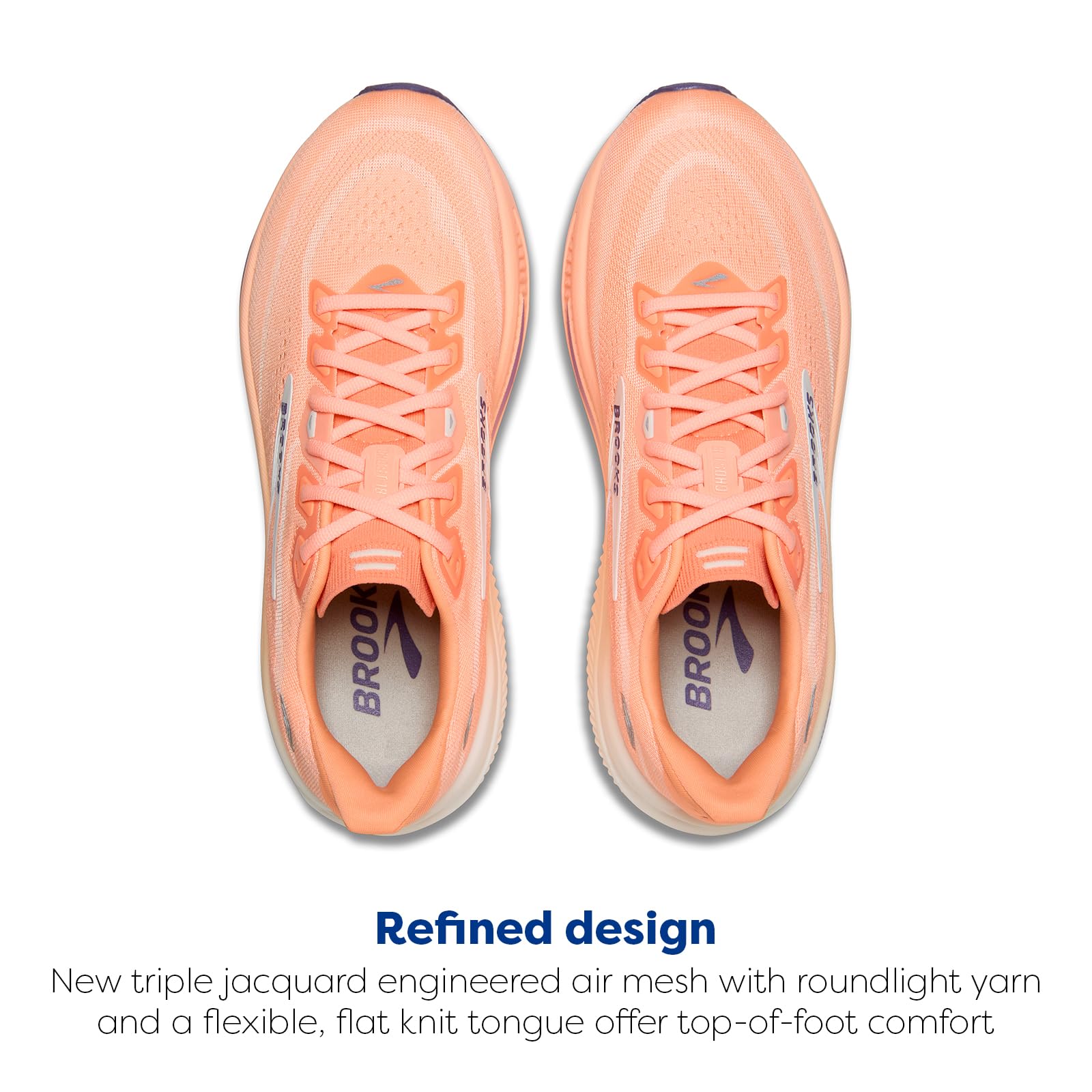Brooks Women’s Ghost 18 Neutral Running & Walking Shoe - Peach/Grape/Coconut - 8 Medium