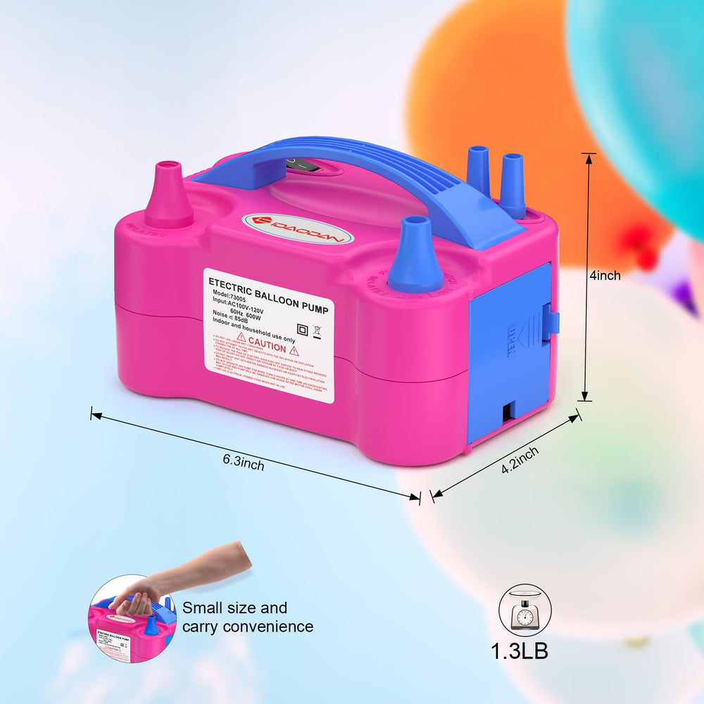 Electric Balloon Pump, Portable Electric Balloon Blower Machine Inflator Air Pump Dual Nozzle 110V 600W for Party Decorations