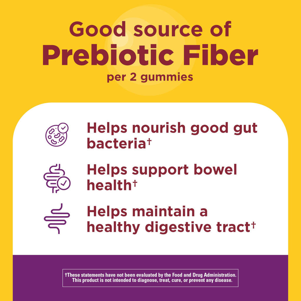 Probiotic + Prebiotic Fiber Gummies for Daily Gut Health, Fiber Supplement with Probiotics for Digestive Health Support, 50 Gummies, 25 Day Supply
