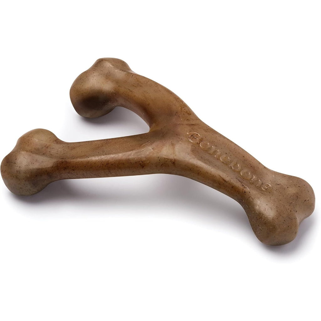 Wishbone Durable Dog Chew Toy for Aggressive Chewers, Real Bacon, Made in USA, Medium