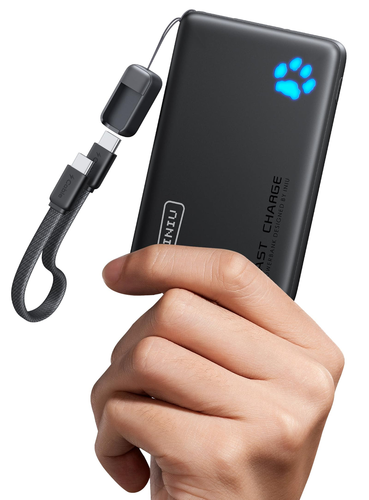 45W Fast Charging Portable Charger, 40% Smaller 10000mAh with Detachable Cable, Flight-Safe Travel Power Bank, USB C External Phone Battery Pack for iPhone 17 16 Pro iPad Samsung S26 Google etc