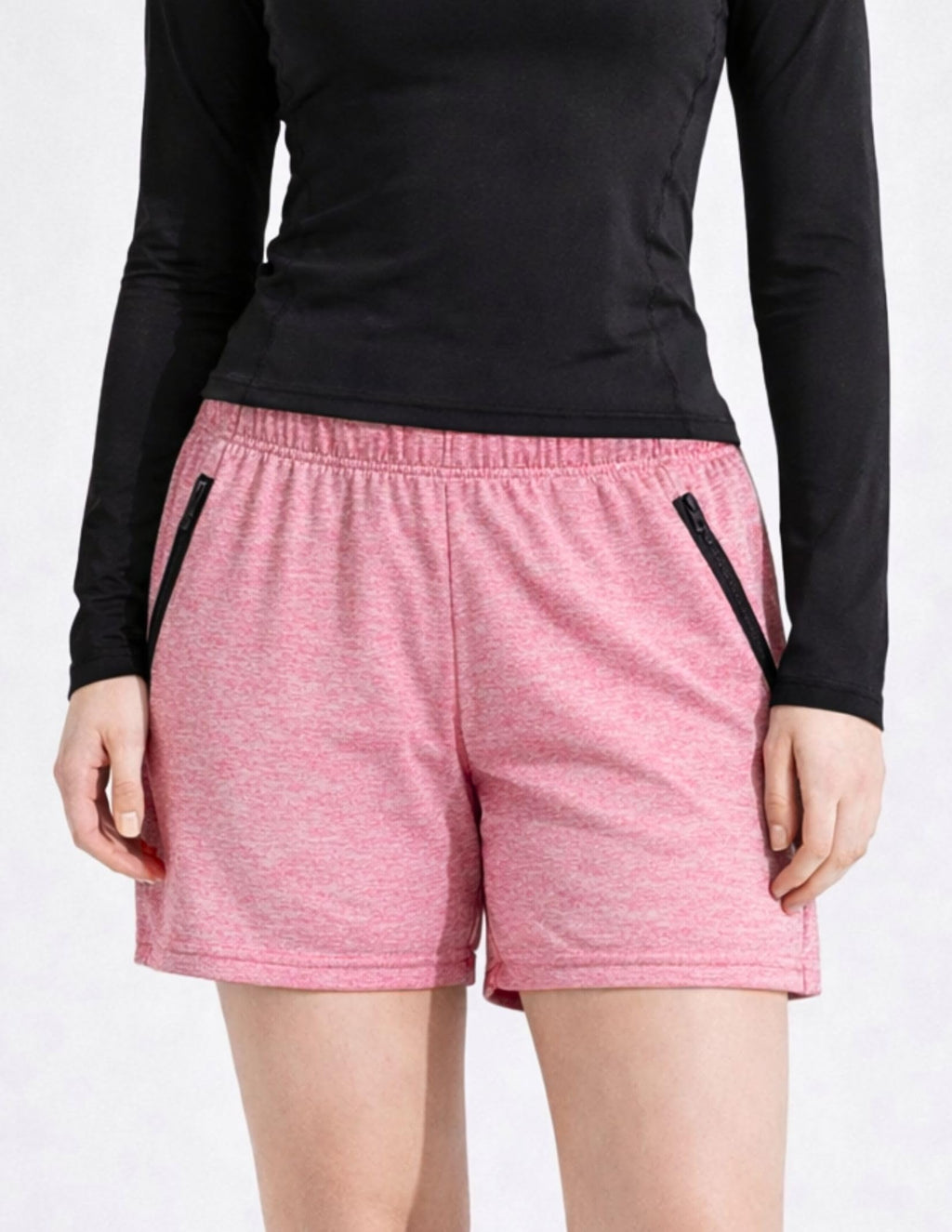 5 Pack: Womens Workout Gym Shorts Casual Lounge Set, Ladies Active Athletic Apparel with Zipper Pockets (Set 1, Medium)
