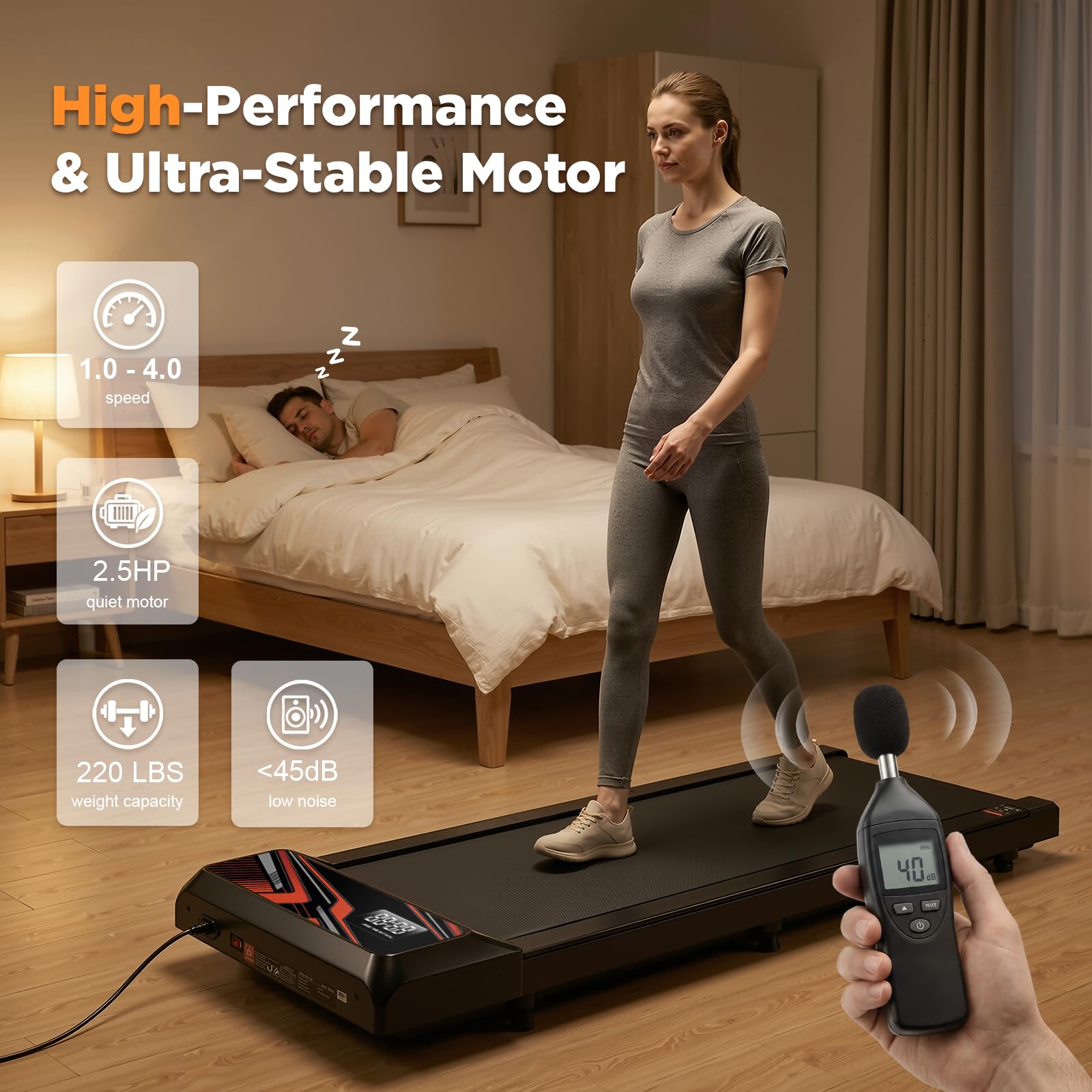Under Desk Treadmill, Walking Mat with Incline pad, 2.5HP Portable Compact Treadmill for Home Office, Small Mini Walking Treadmill Pad with Remote & 3 in 1 Led Display, 265 Lbs Weight Capacity-Black
