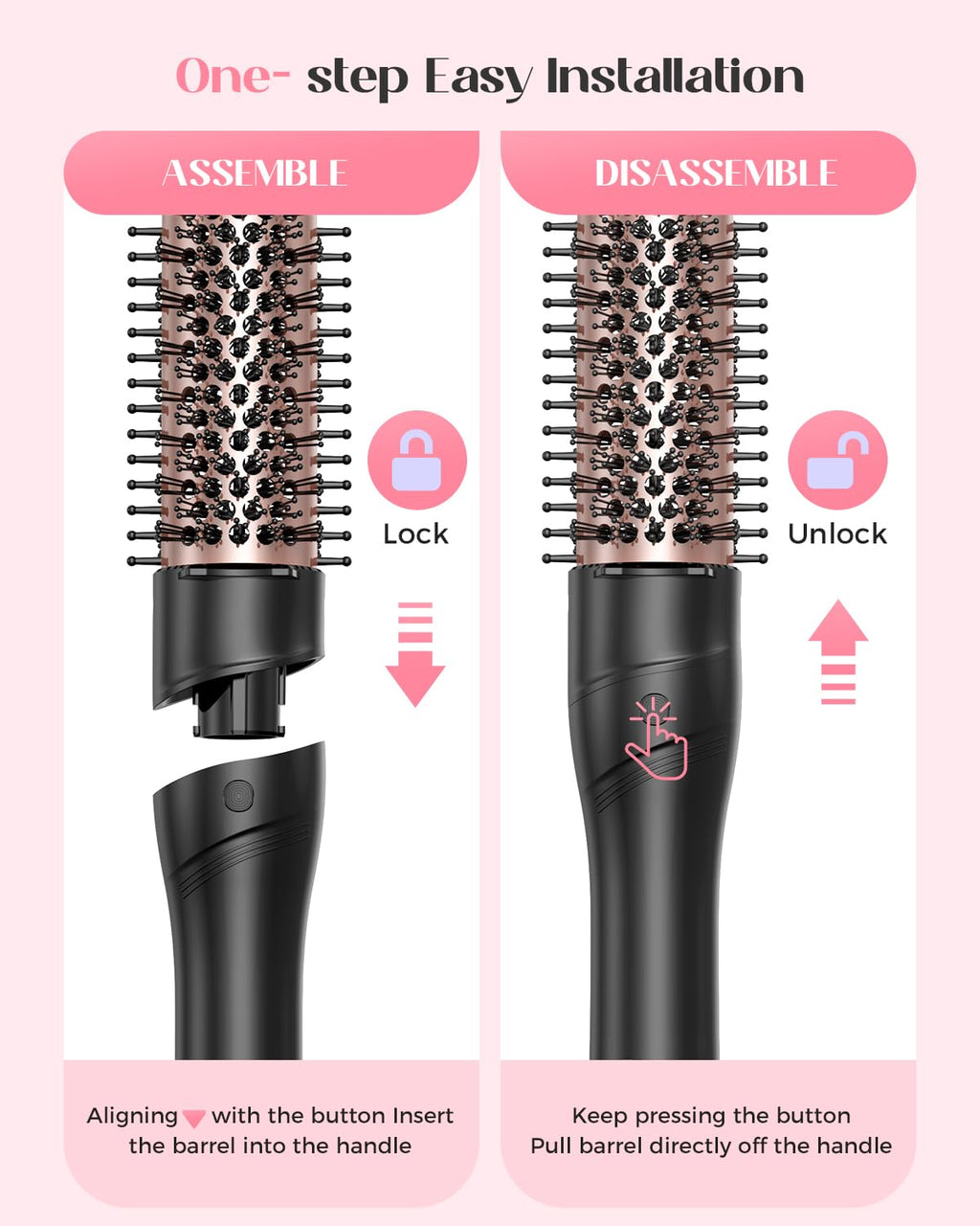 5 in 1 Curling Iron with Thermal Brush and 4 Interchangeable Ceramic Barrels(1/2 to 1 1/2 inch), Curling Wand Set with Flat Iron, Fast Heating, Dual Voltage Hair Curler, Gifts for Women