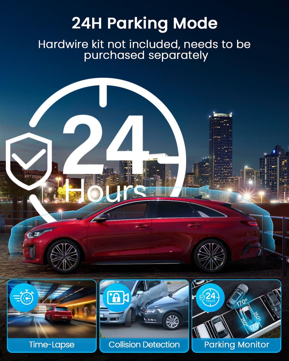 N5 4 Channel Dash Cam 360° View, 1080P Front and Rear Inside, Left Right Dash Camera for Cars, 8 IR Lamps Night Vision, 5G WiFi & APP Control, G-Sensor, Parking Mode, with a Free 128GB SD Card