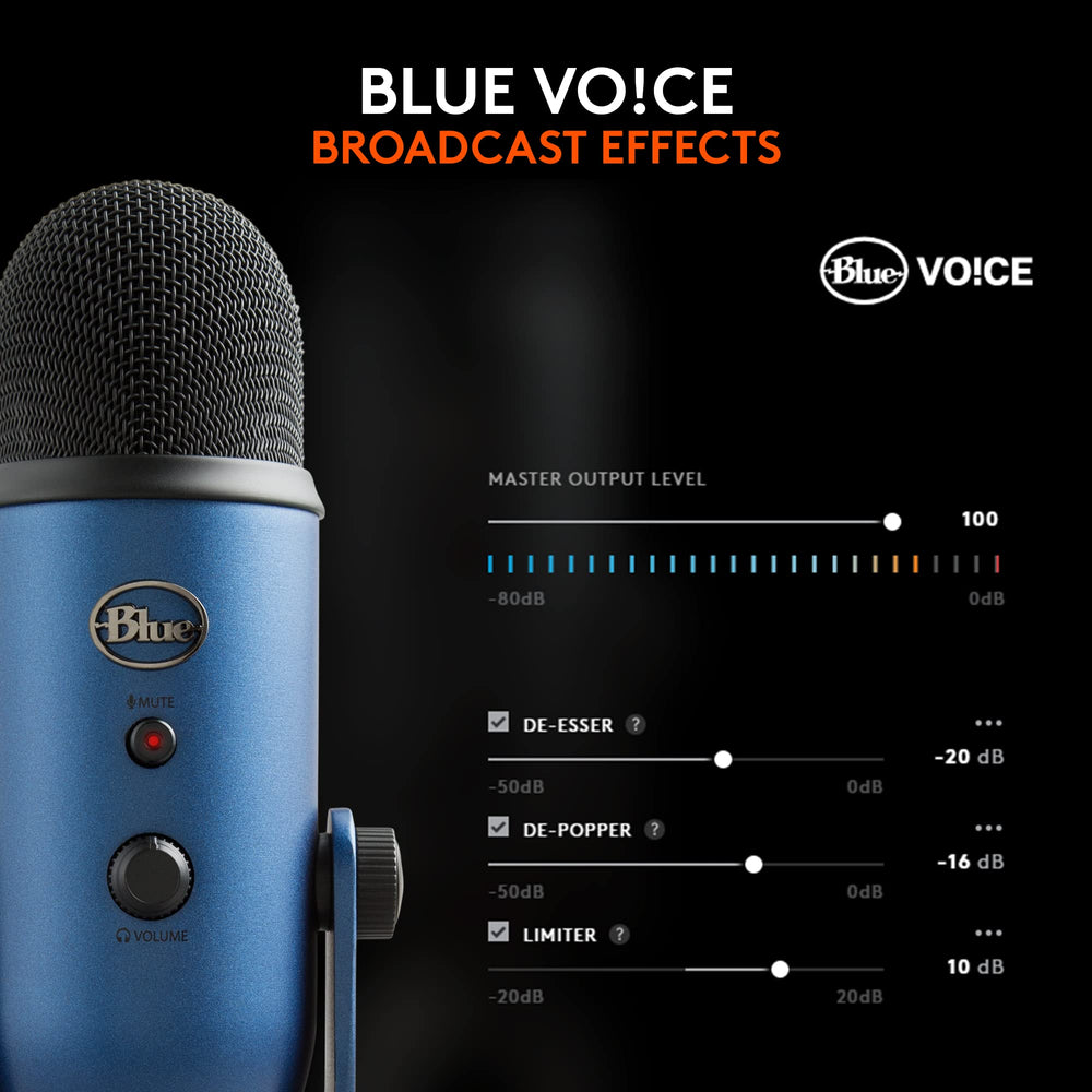 Creators Blue Yeti USB Microphone for PC, Mac, Gaming, Streaming, Podcasting, Studio and Computer Condenser Mic with Blue VO!CE Effects, 4 Pickup Patterns, Plug and Play - Midnight Blue