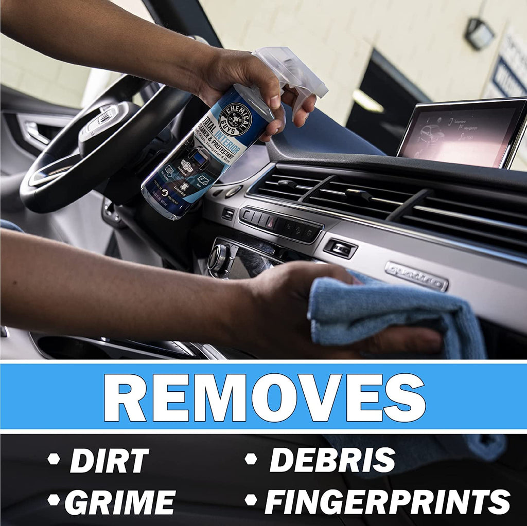 Total Interior Cleaner & Protectant Interior Cleaner, Cleans & Protects Leather, Vinyl, Plastic, Rubber, Glass with a Streak-Free Finish — Cars, Trucks, SUVs, RVs, 16 oz