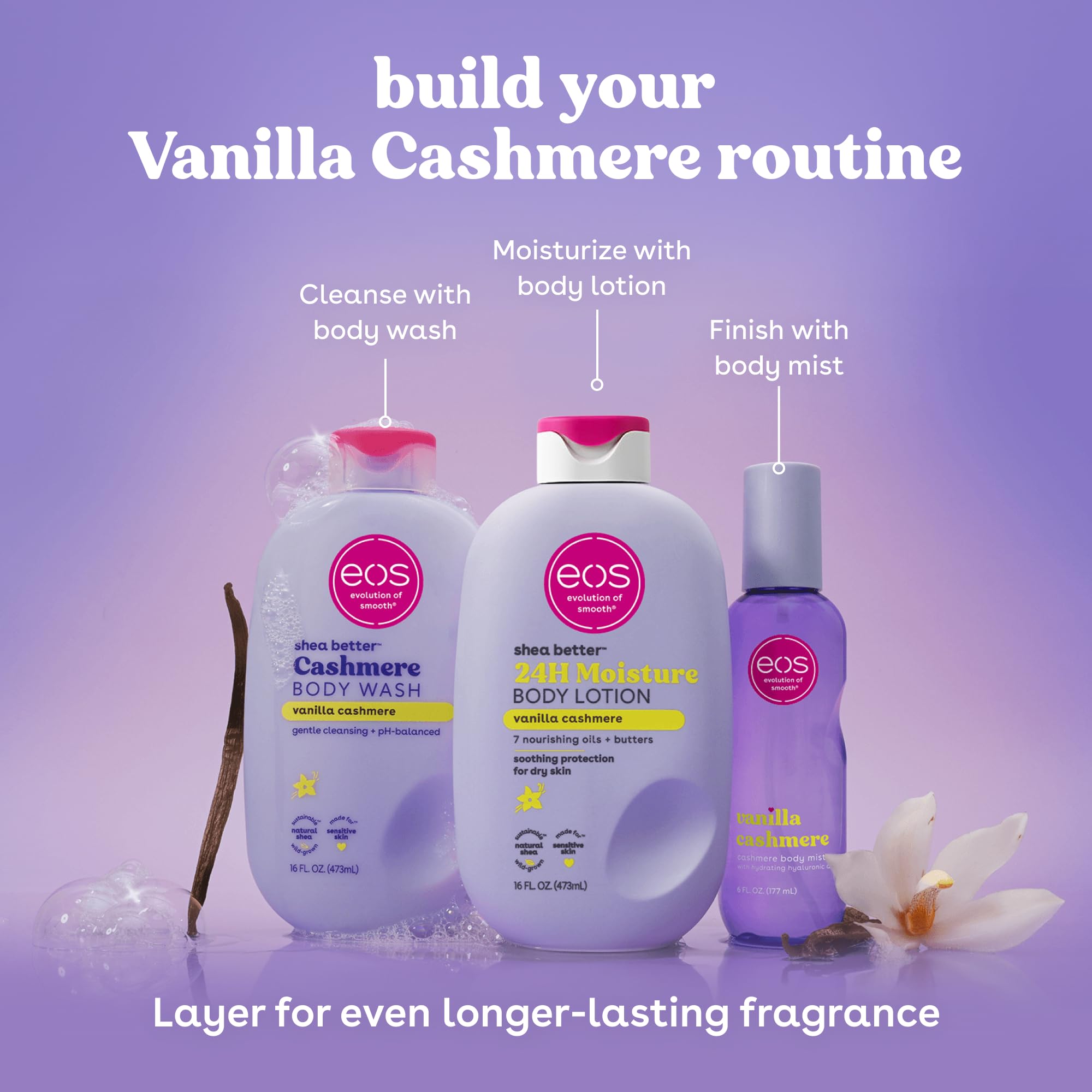 Shea Better Body Lotion Vanilla Cashmere, 24-Hour Moisture Skin Care, Lightweight & Non-Greasy, Natural Shea, Vegan, Vanilla Body Lotion, 16 fl oz