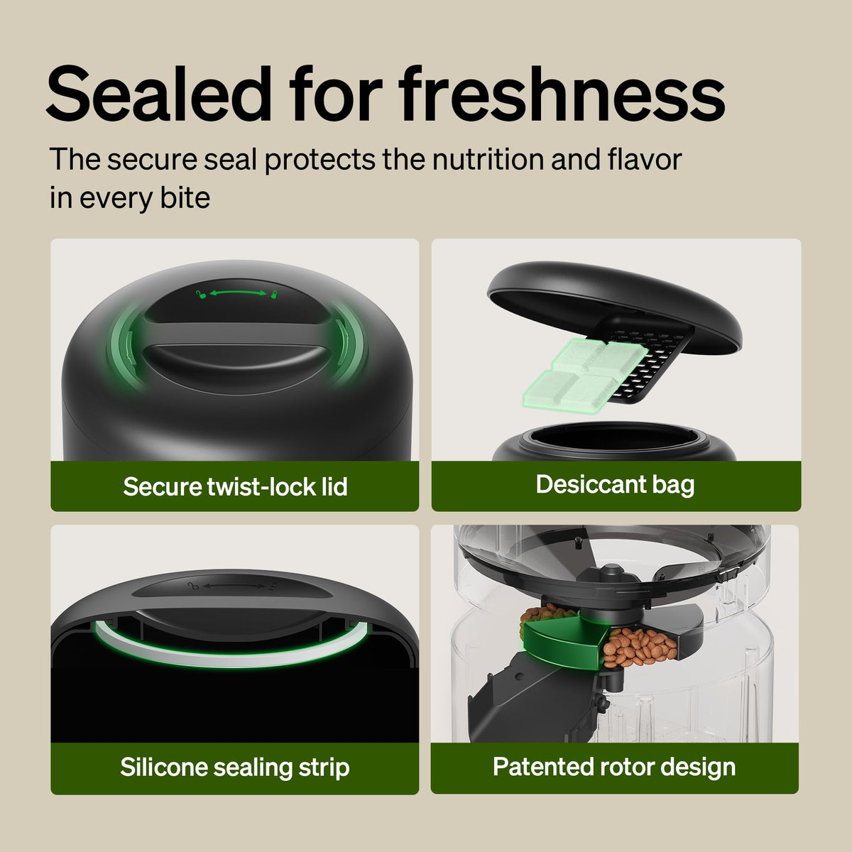 Automatic Cat Feeder, 5G WiFi Automatic Dog Food Dispenser with Freshness Preservation, 5L Timed Pet Feeder with Low Food Sensor, Up to 10 Meals Per Day, Granary Black