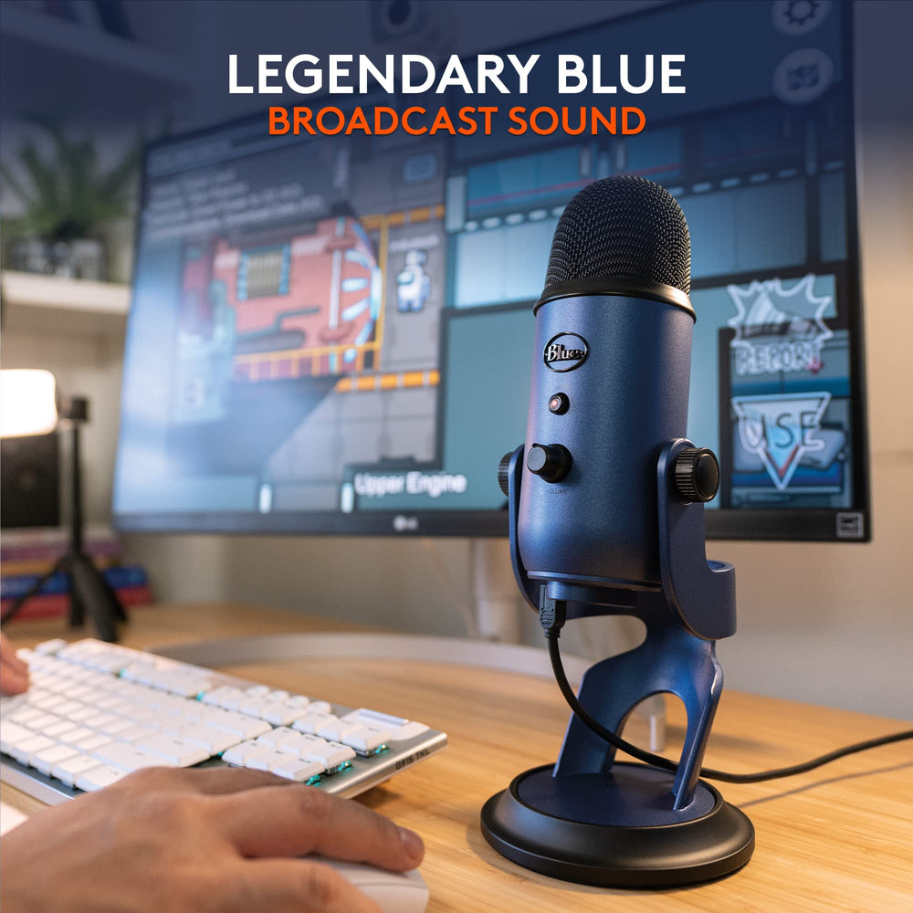 Creators Blue Yeti USB Microphone for PC, Mac, Gaming, Streaming, Podcasting, Studio and Computer Condenser Mic with Blue VO!CE Effects, 4 Pickup Patterns, Plug and Play - Midnight Blue