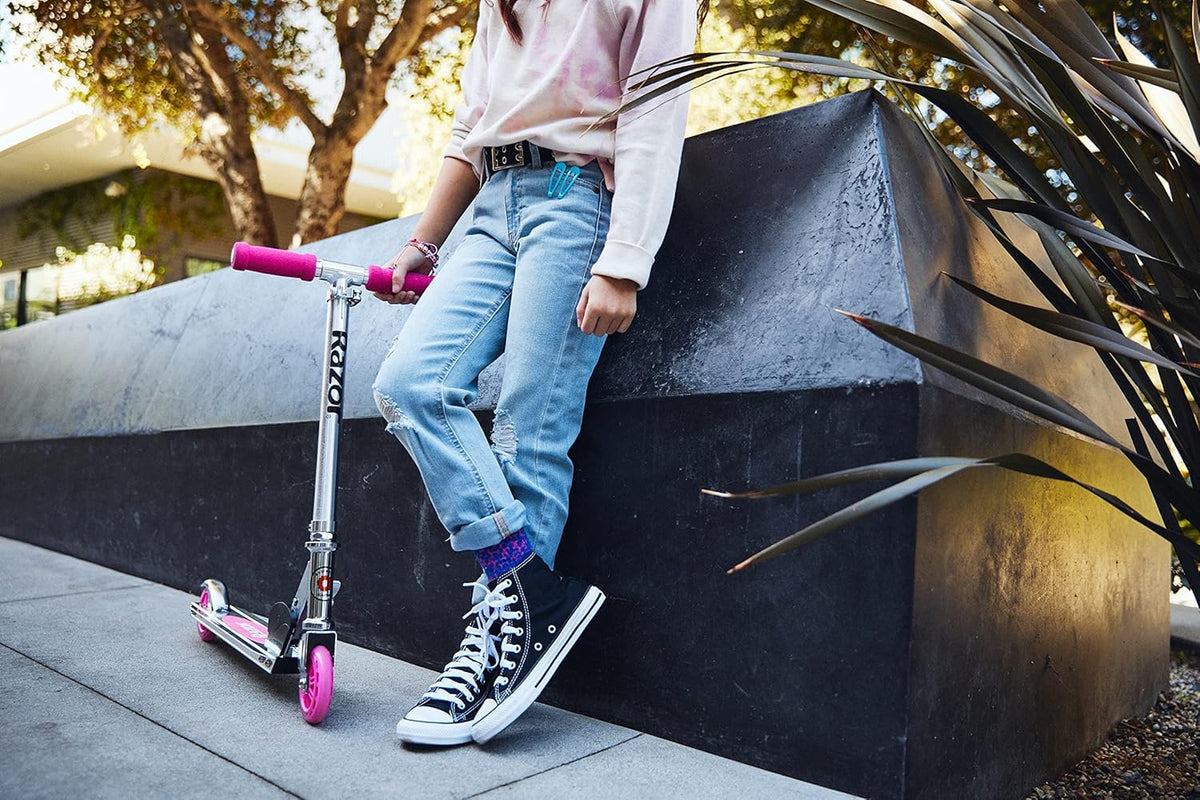 A-Model Kick Scooter for Kids Ages 5+ - Lightweight, Foldable, Aluminum Frame, and Adjustable Handlebars