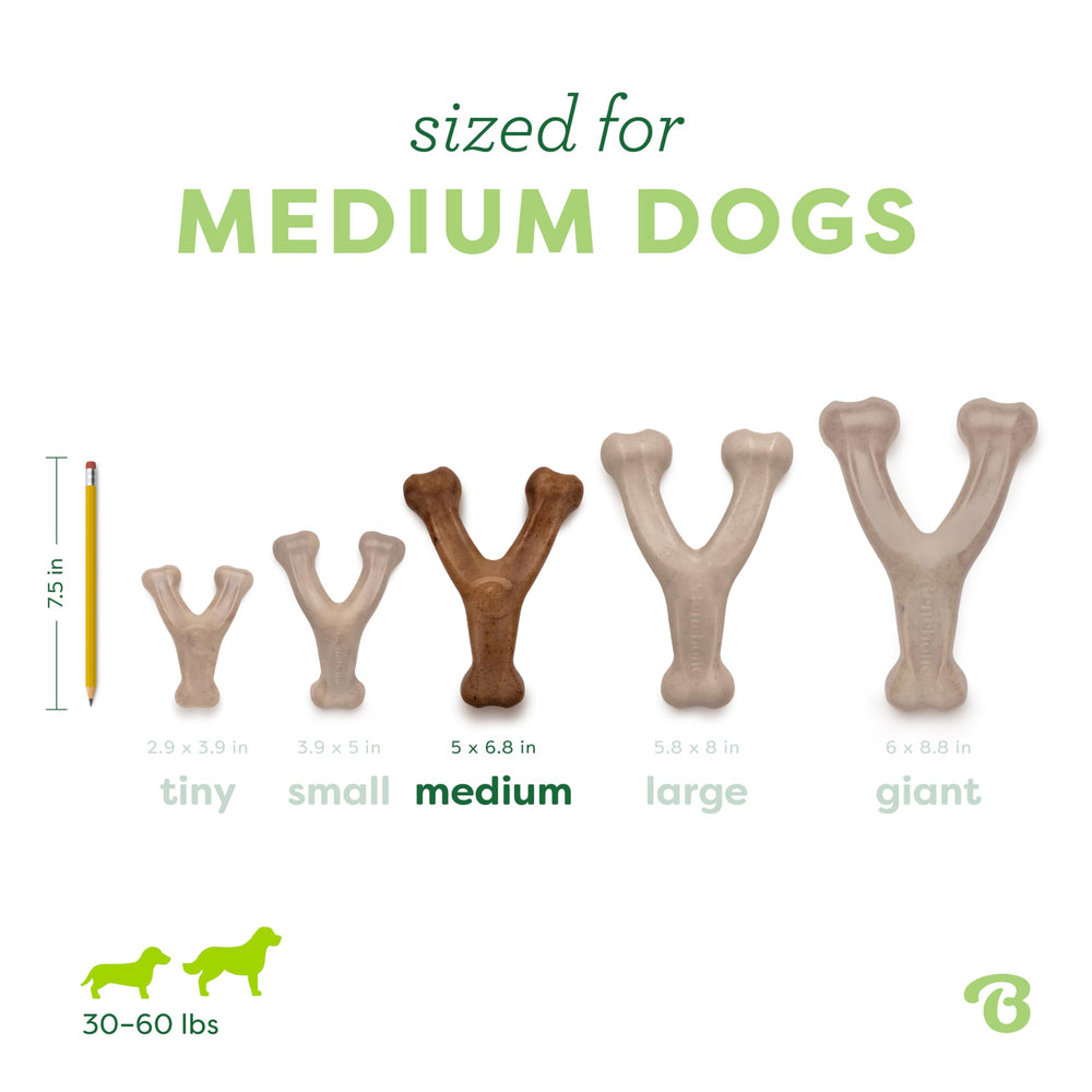 Wishbone Durable Dog Chew Toy for Aggressive Chewers, Real Bacon, Made in USA, Medium
