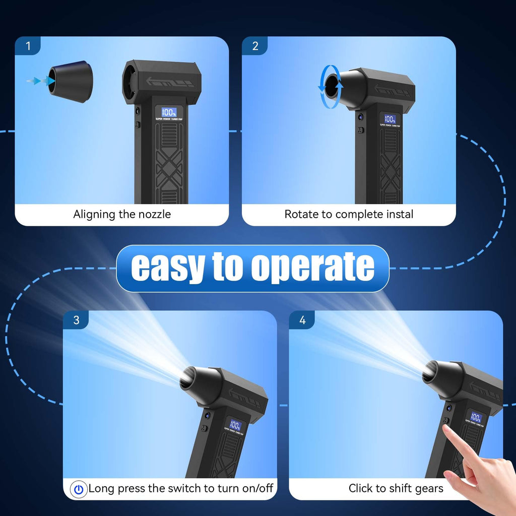 Compressed Air Duster-230000RPM Super Power Electric Air Duster, 4-Gear Adjustable Mini Blower with Type-C Fast Charging, Dust Blower for Computer, Keyboard, House, Outdoor and Car