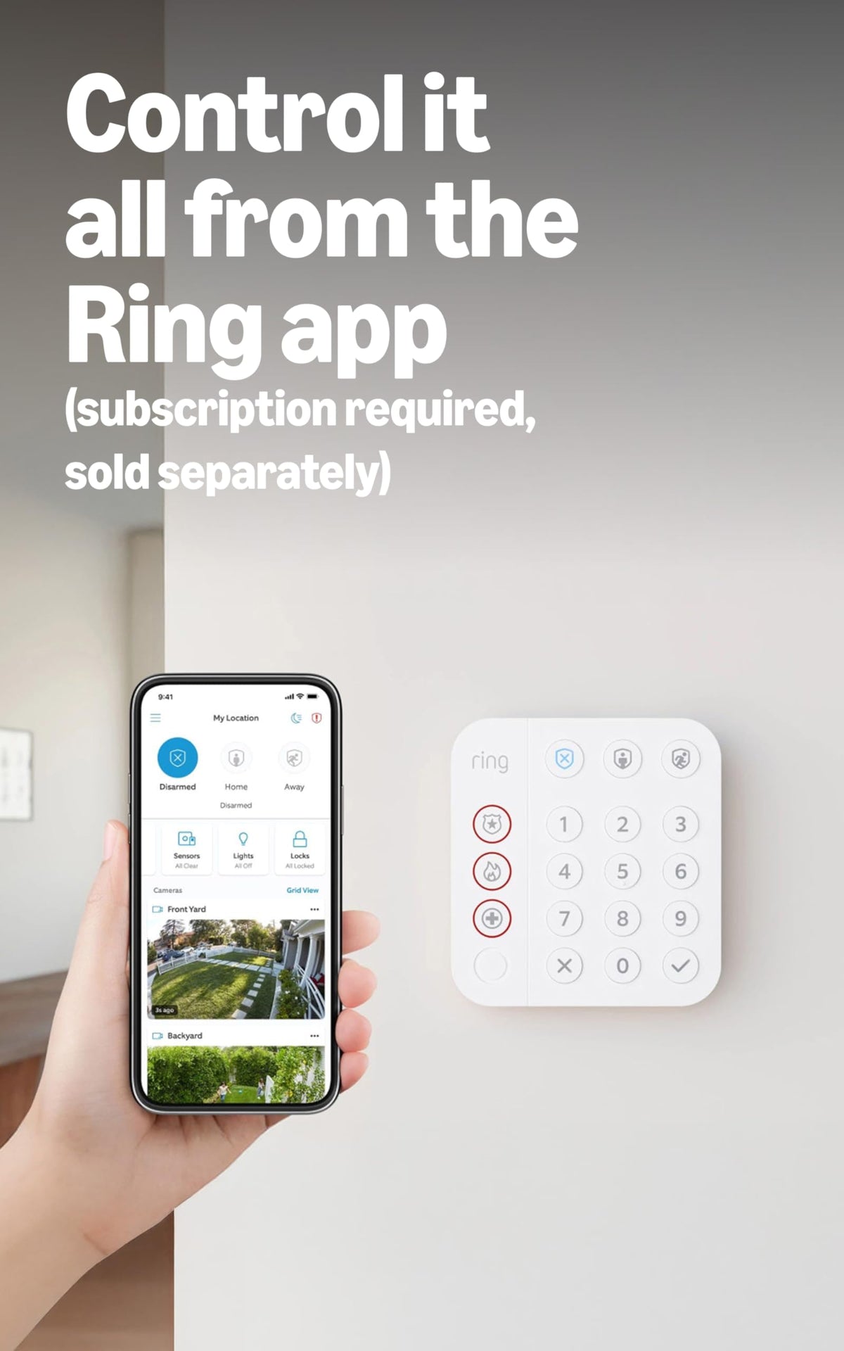 Alarm 5-Piece Kit (newest model), Wireless smart home or business security system, expandable, easy setup, Mobile App Control, 24/7 Professional Monitoring, Alexa Compatible