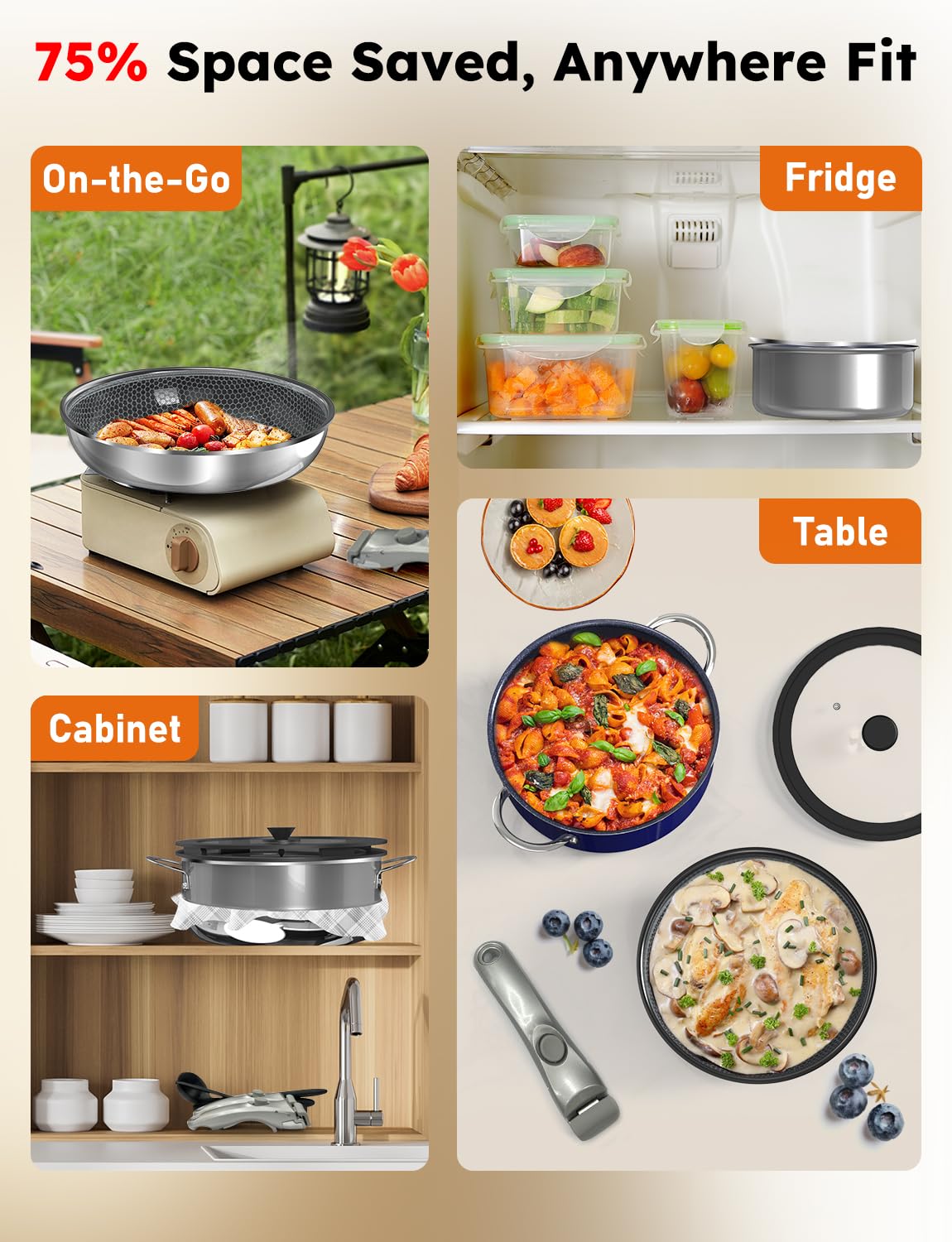 Pro Ceramic Pots and Pans Set & 2026 Upgraded Hybrid 3-Ply Stainless Steel Frypan, 2X Non Stick, High Heat Sear, PFAS PTFE PFOA Free Non Toxic Induction Cookware,Removable Handle,Oven Safe,12PC