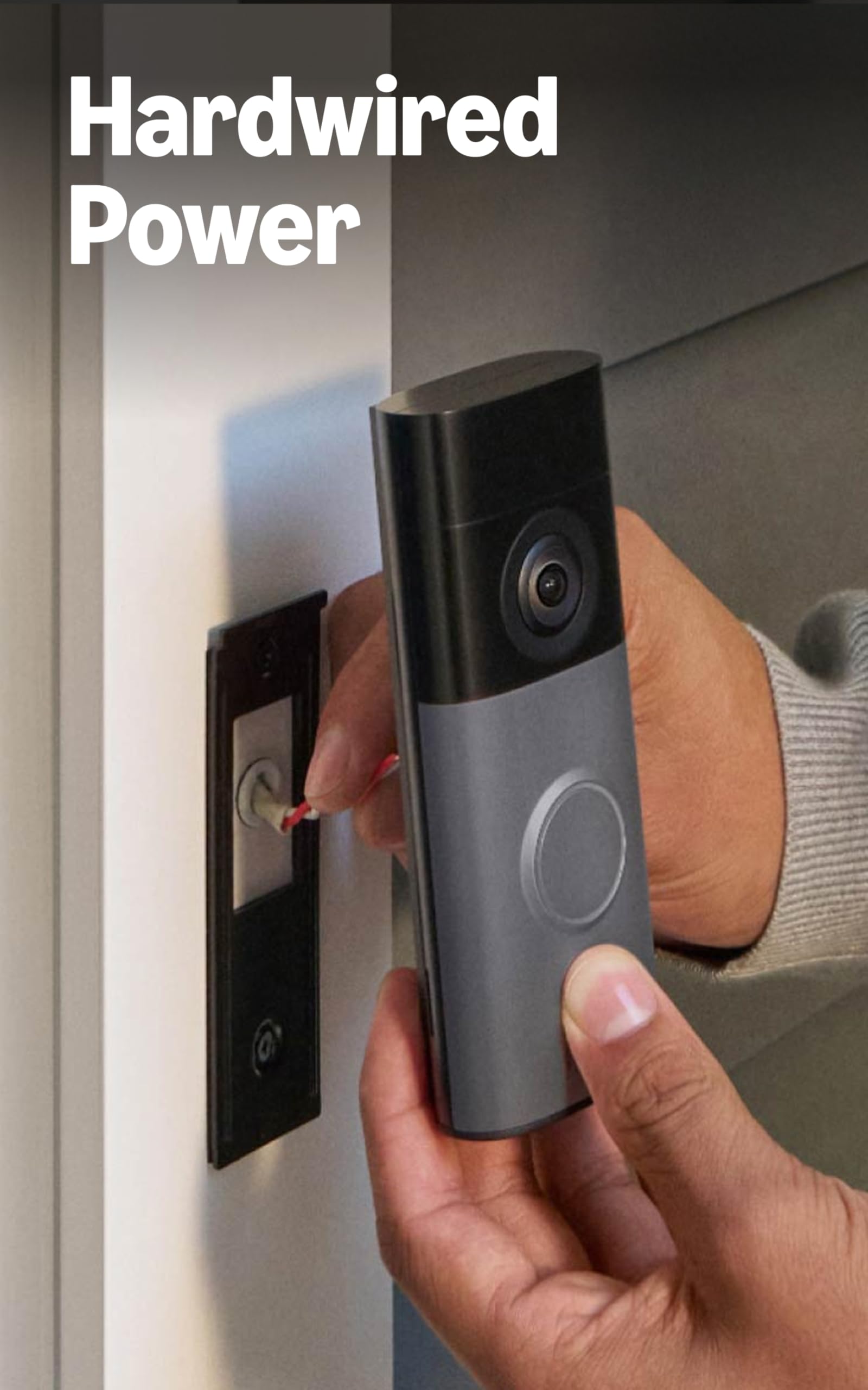 Wired Doorbell (newest model), Wide-Angle Retinal 2K, up to 6x Enhanced Zoom, pair with Alexa or Ring Chime for in-home alerts, Speckled Gray