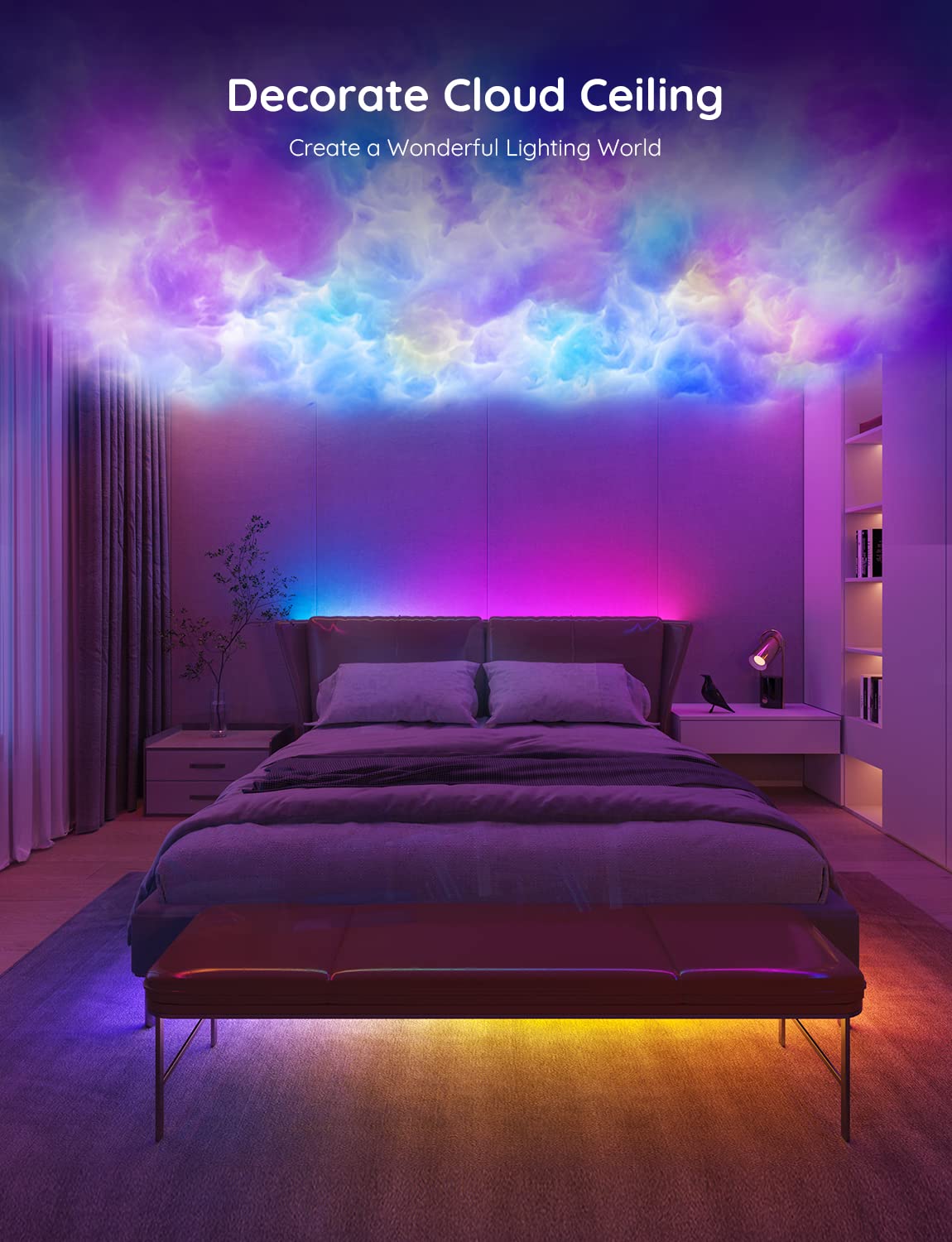RGBIC LED Strip Lights, Smart LED Lights for Bedroom, Bluetooth LED Lights APP Control, DIY Multiple Colors on One Line, Color Changing LED Strip Lighting Music Sync, Home Decor, 16.4ft