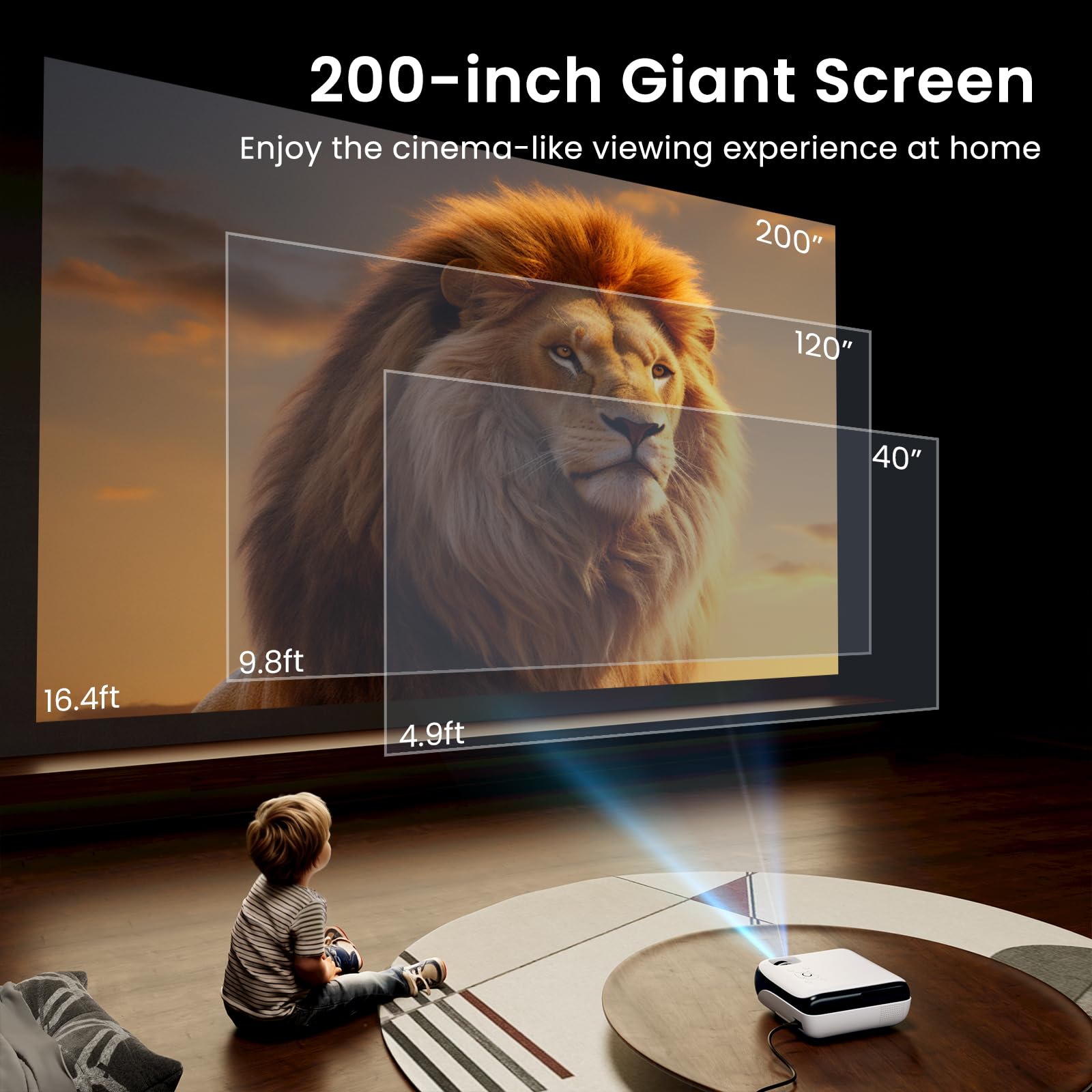 Native 1080P Projector, Bluetooth Home Theater Movie Projector with Built-in Speaker, Compatible with Smartphone, HDMI, Fire Stick, PS5, Indoor & Outdoor Use - Without Google TV System
