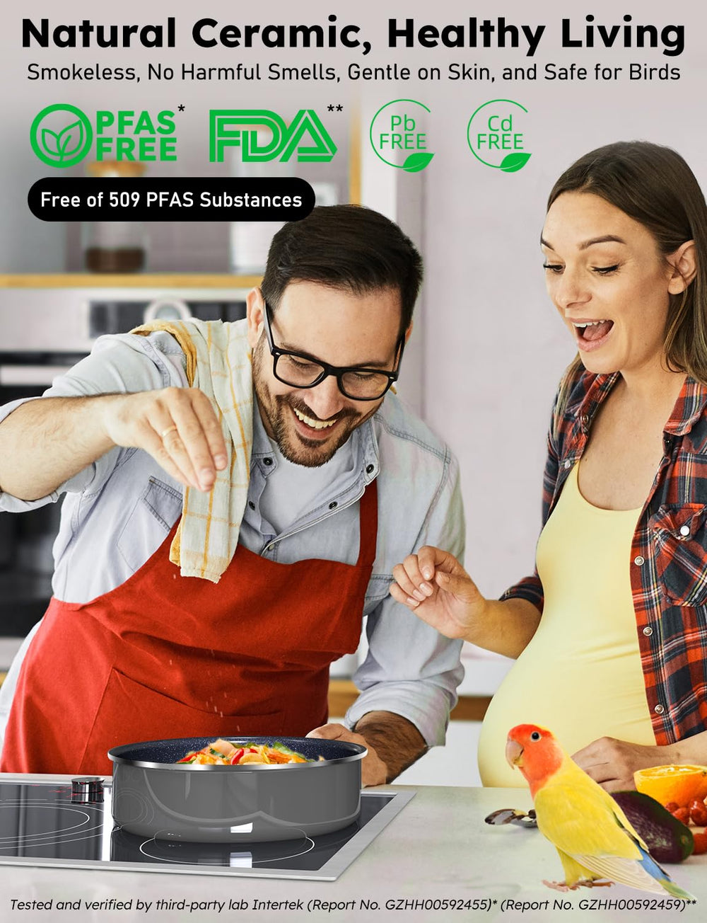 Pro Ceramic Pots and Pans Set & 2026 Upgraded Hybrid 3-Ply Stainless Steel Frypan, 2X Non Stick, High Heat Sear, PFAS PTFE PFOA Free Non Toxic Induction Cookware,Removable Handle,Oven Safe,12PC