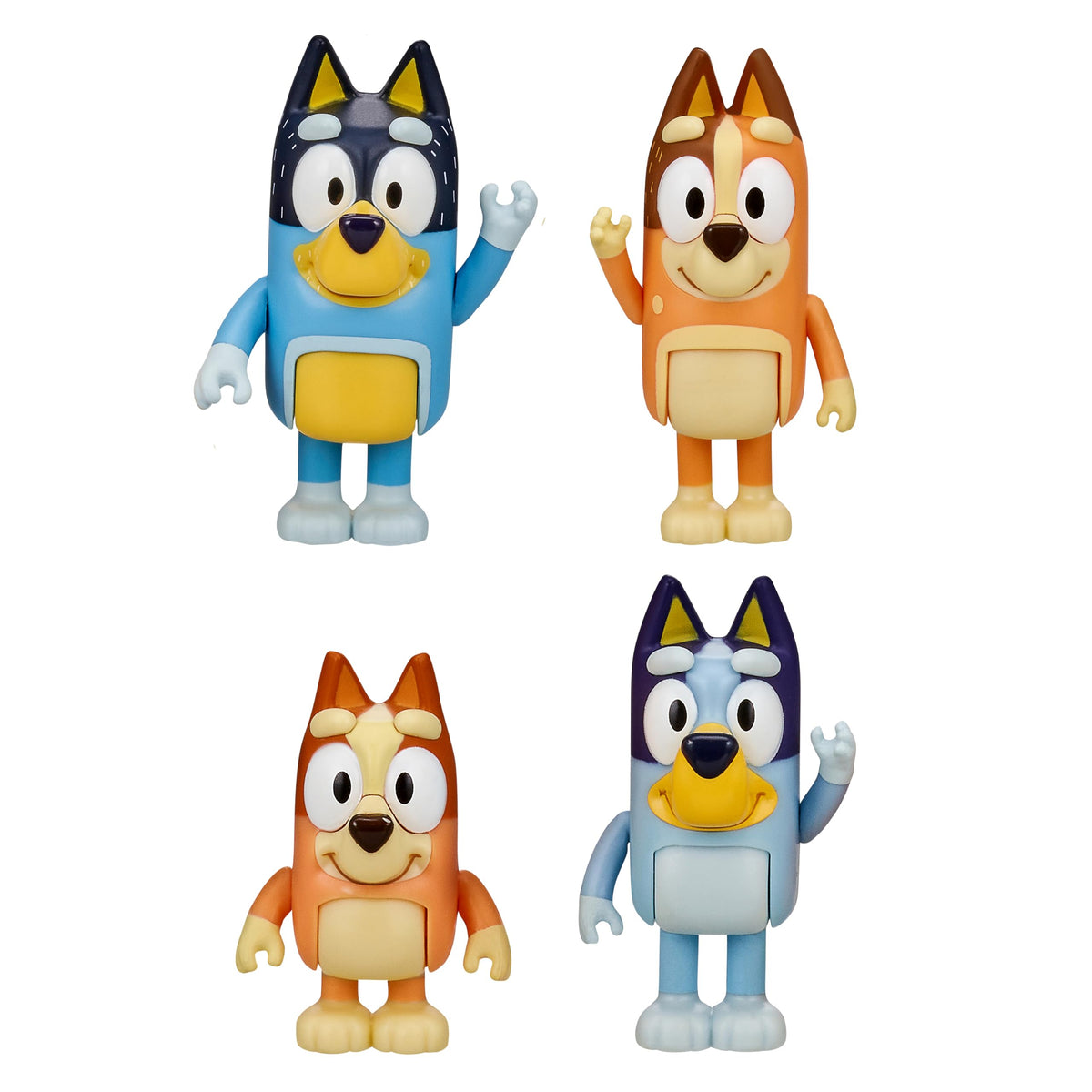 Bluey Family Figure Pack of 4, Robust Poseable Character Toys with Bingo, Chilli, and Bandit Figures, Toddler-Sized Animal Figurines for Kids Ages 3+